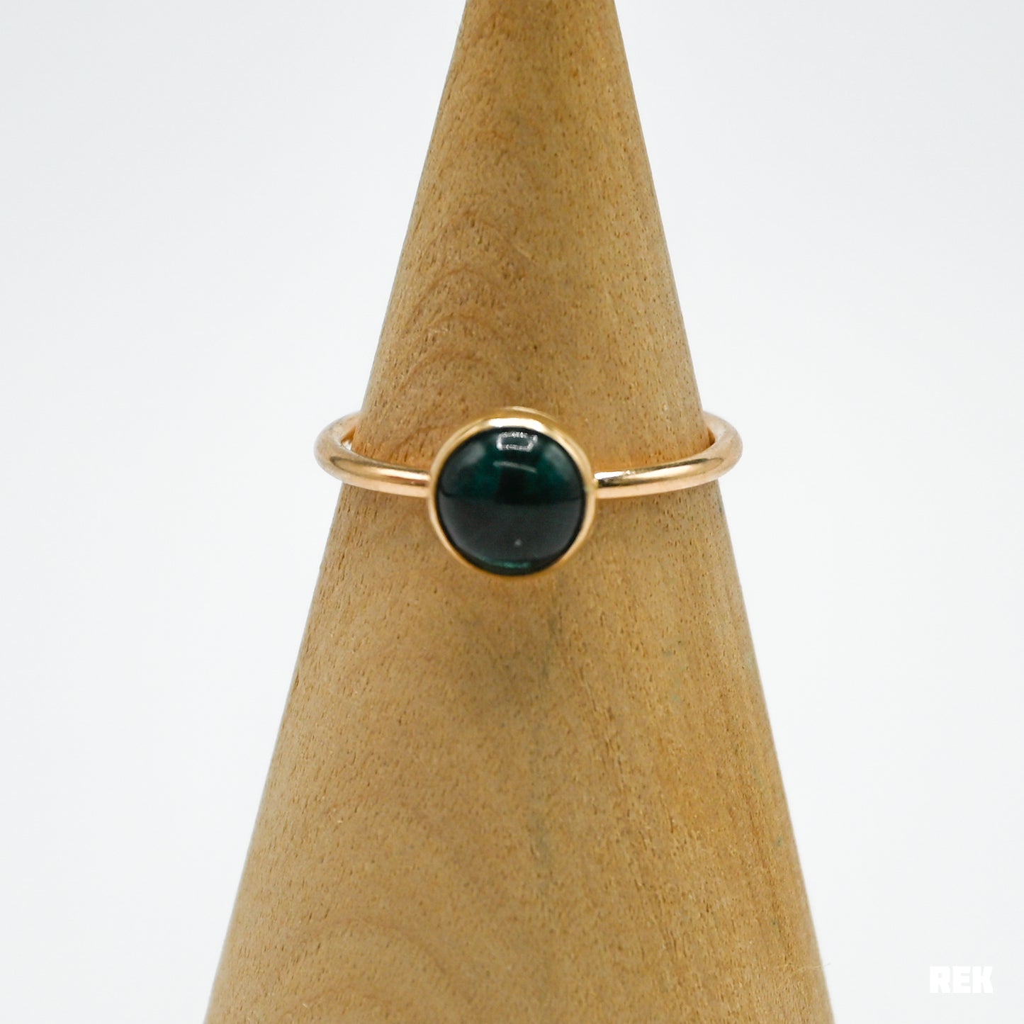 Gold fill teal round tourmaline size 8