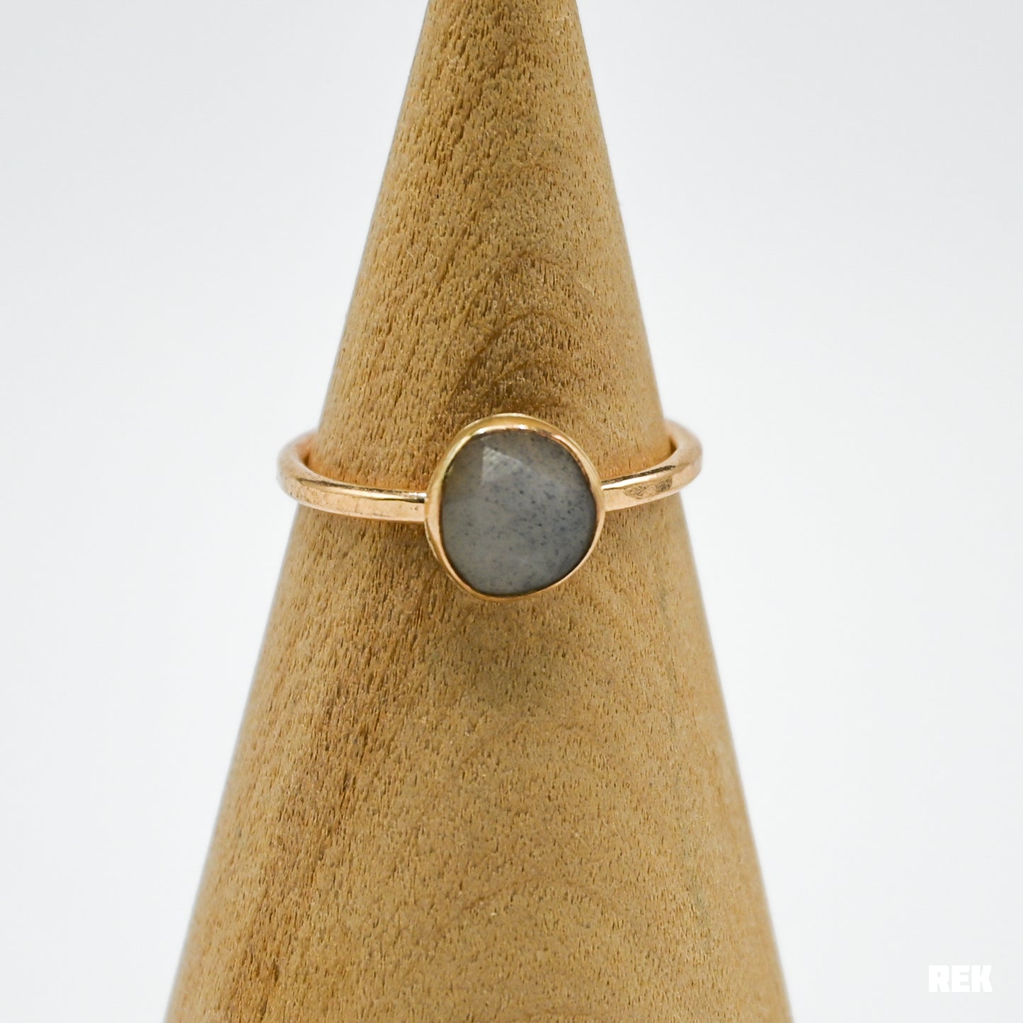 Gold fill rose cut gray moonstone size 7