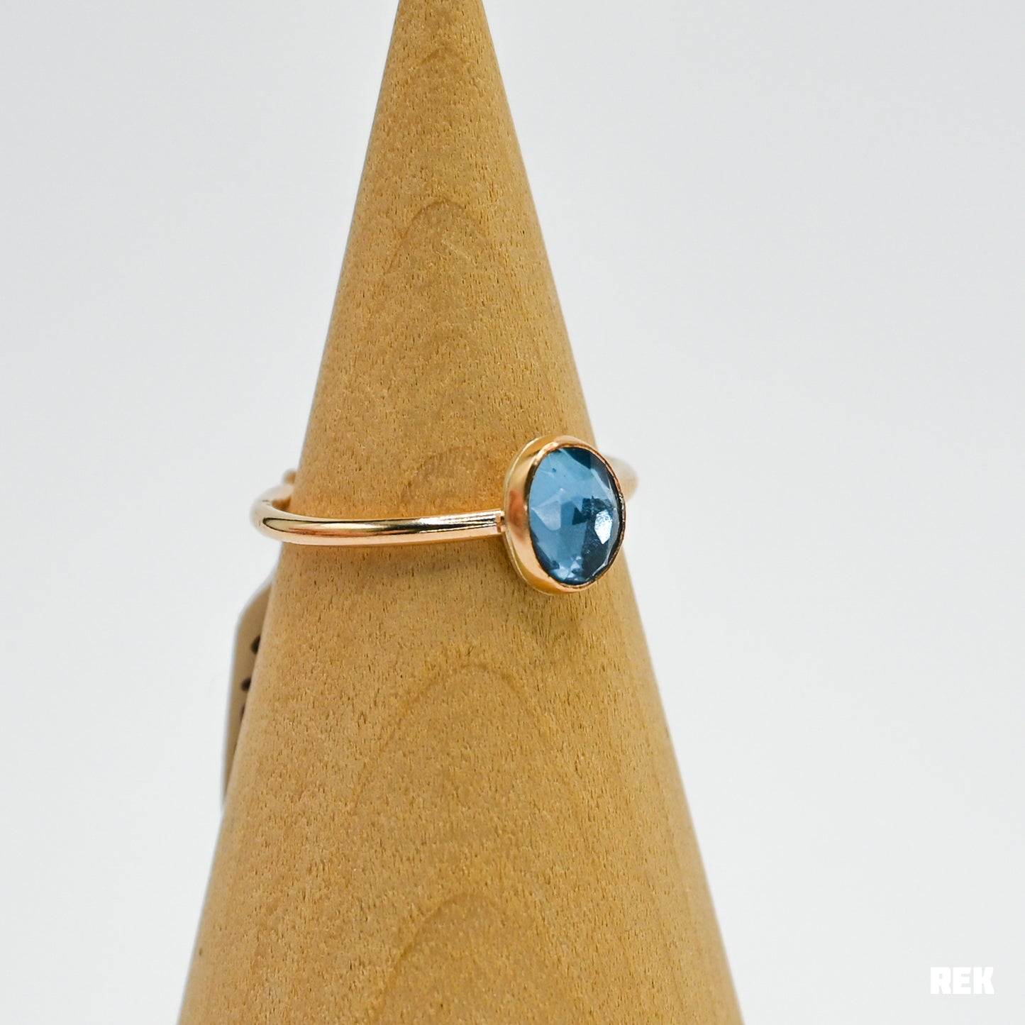 Gold fill rose cut London blue topaz size 7.25