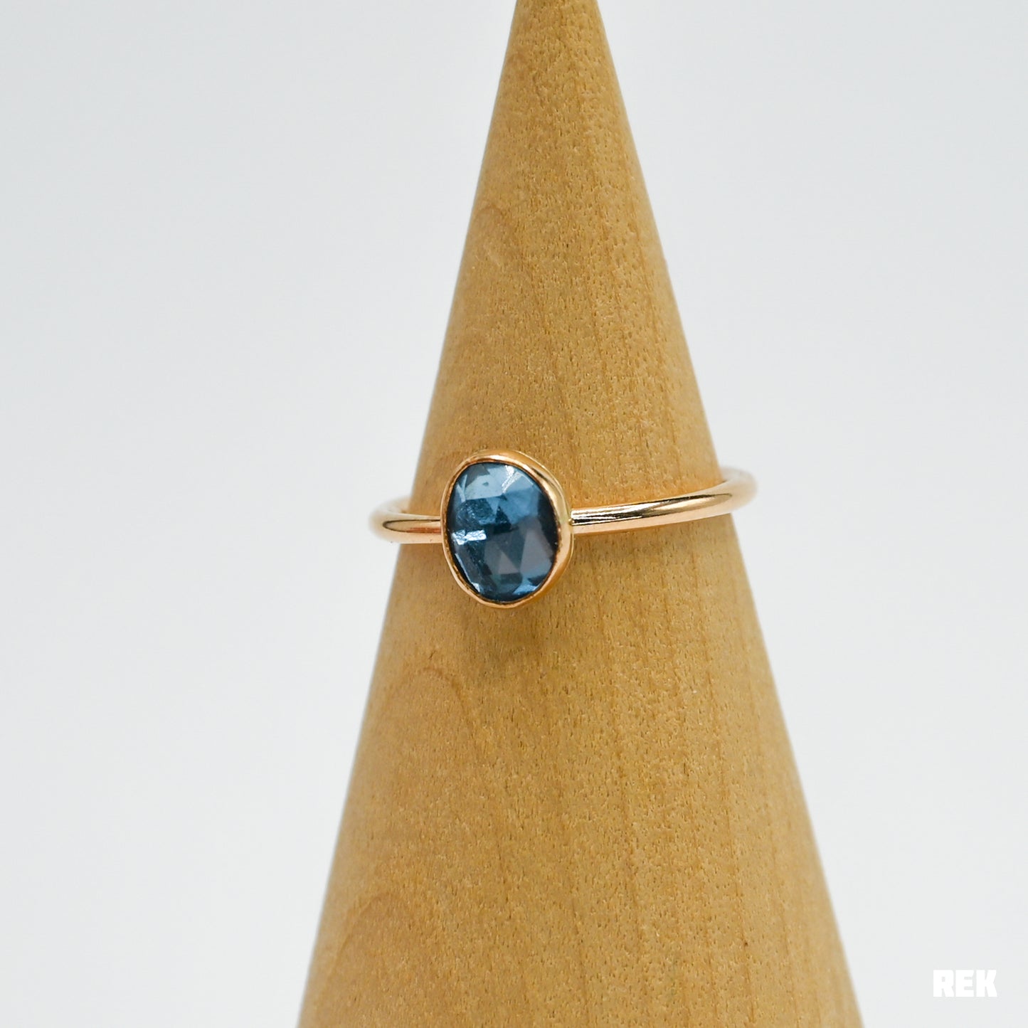 Gold fill rose cut London blue topaz size 7.25