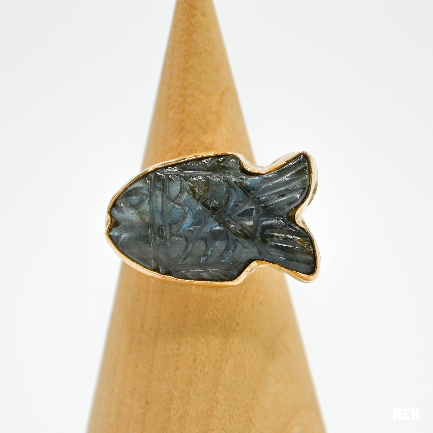Gold fill carved Labradorite size 7.5