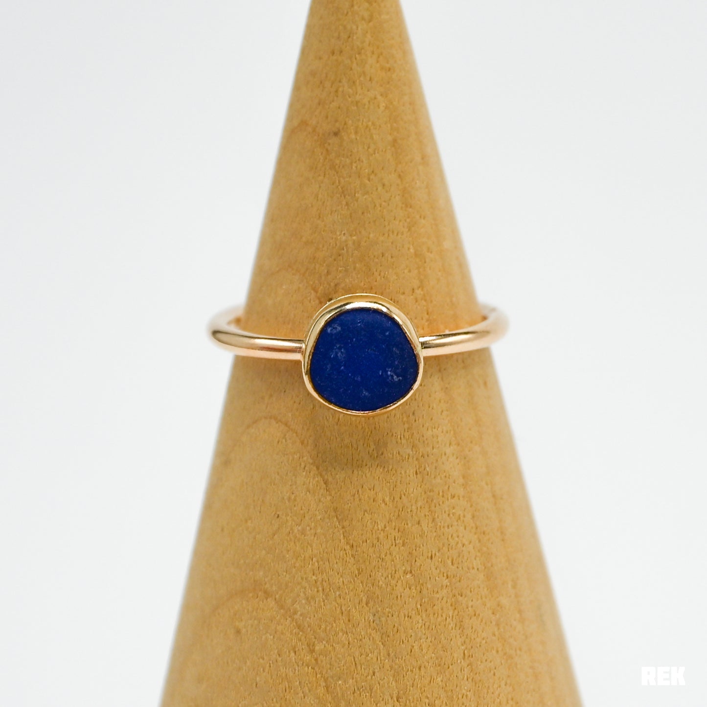Gold fill cobalt sea glass size 6.25