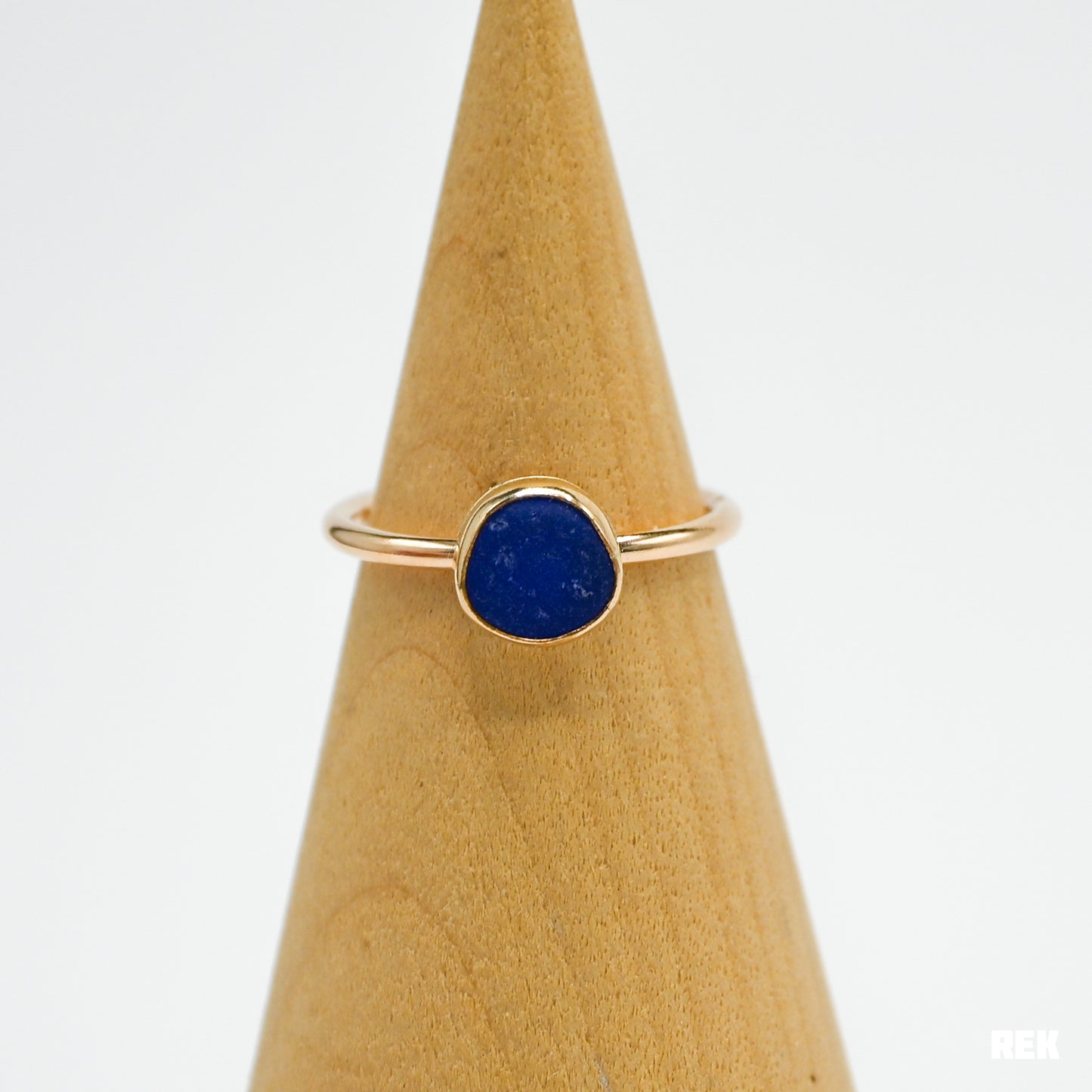 Gold fill cobalt sea glass size 6.25