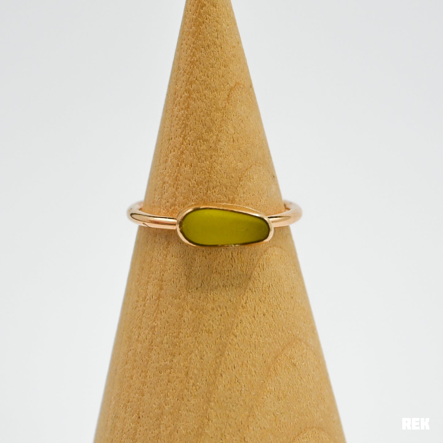 Gold fill horizontal yellow sea glass size 7