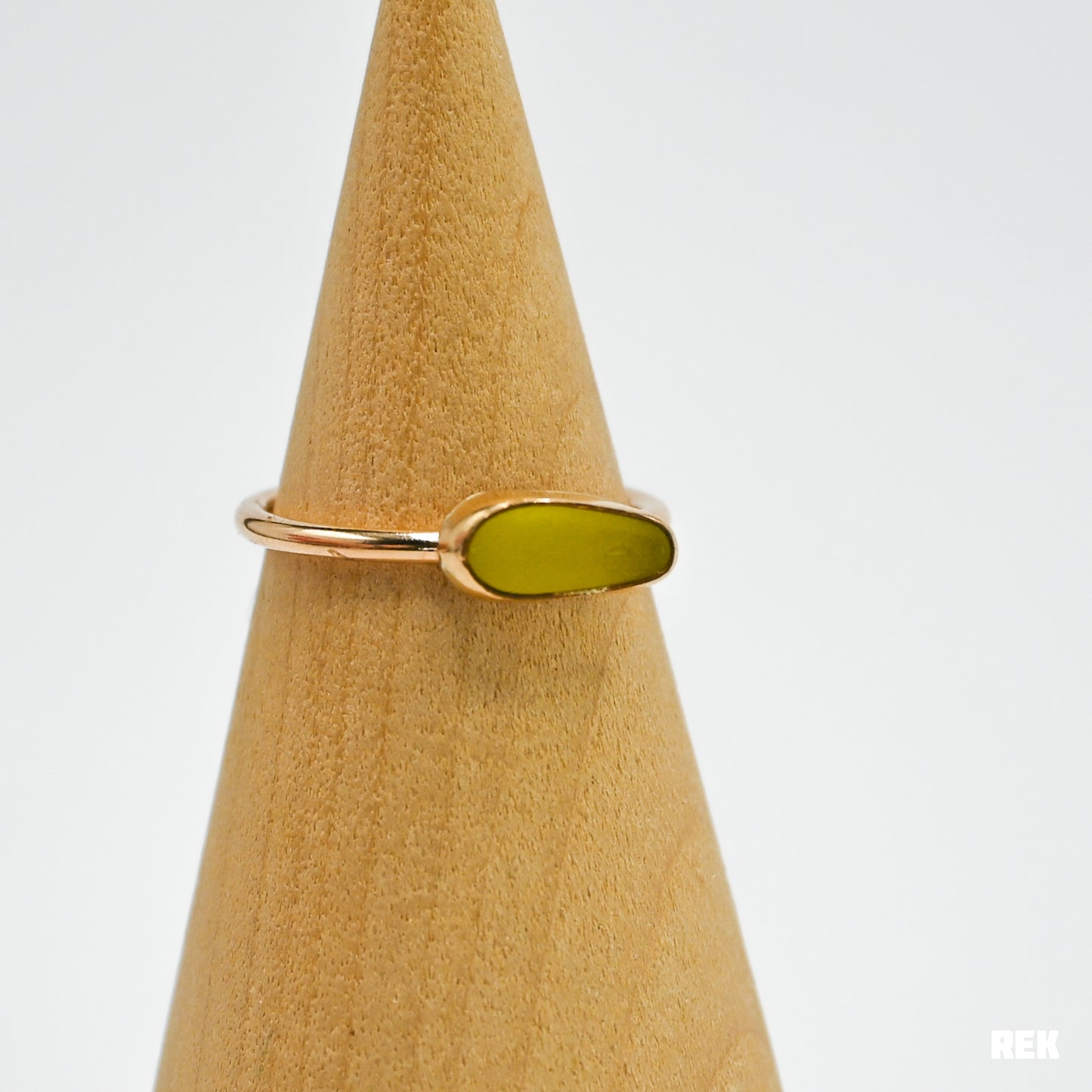 Gold fill horizontal yellow sea glass size 7