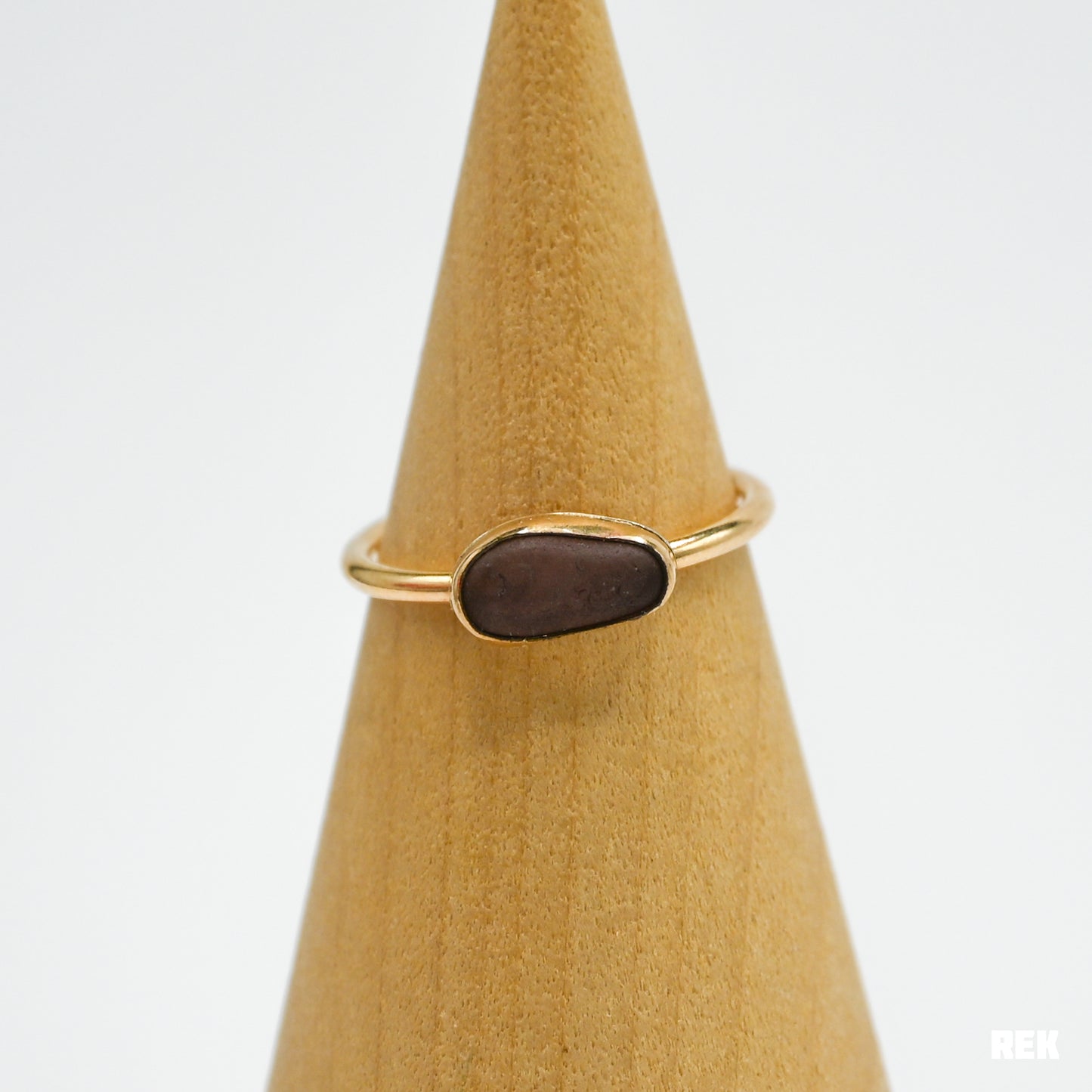 Gold fill horizontal dark purple sea glass size 7
