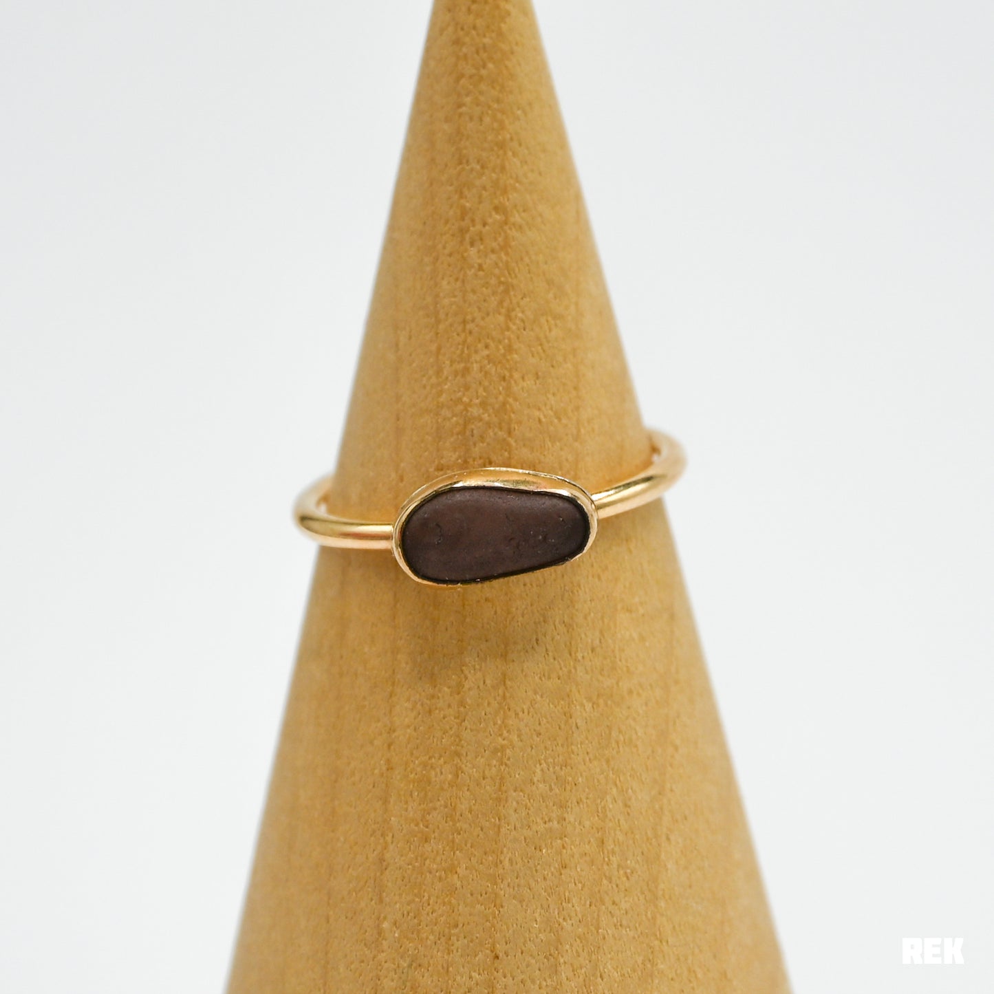 Gold fill horizontal dark purple sea glass size 7