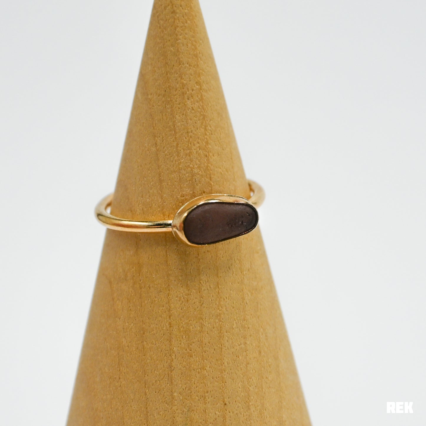 Gold fill horizontal dark purple sea glass size 7