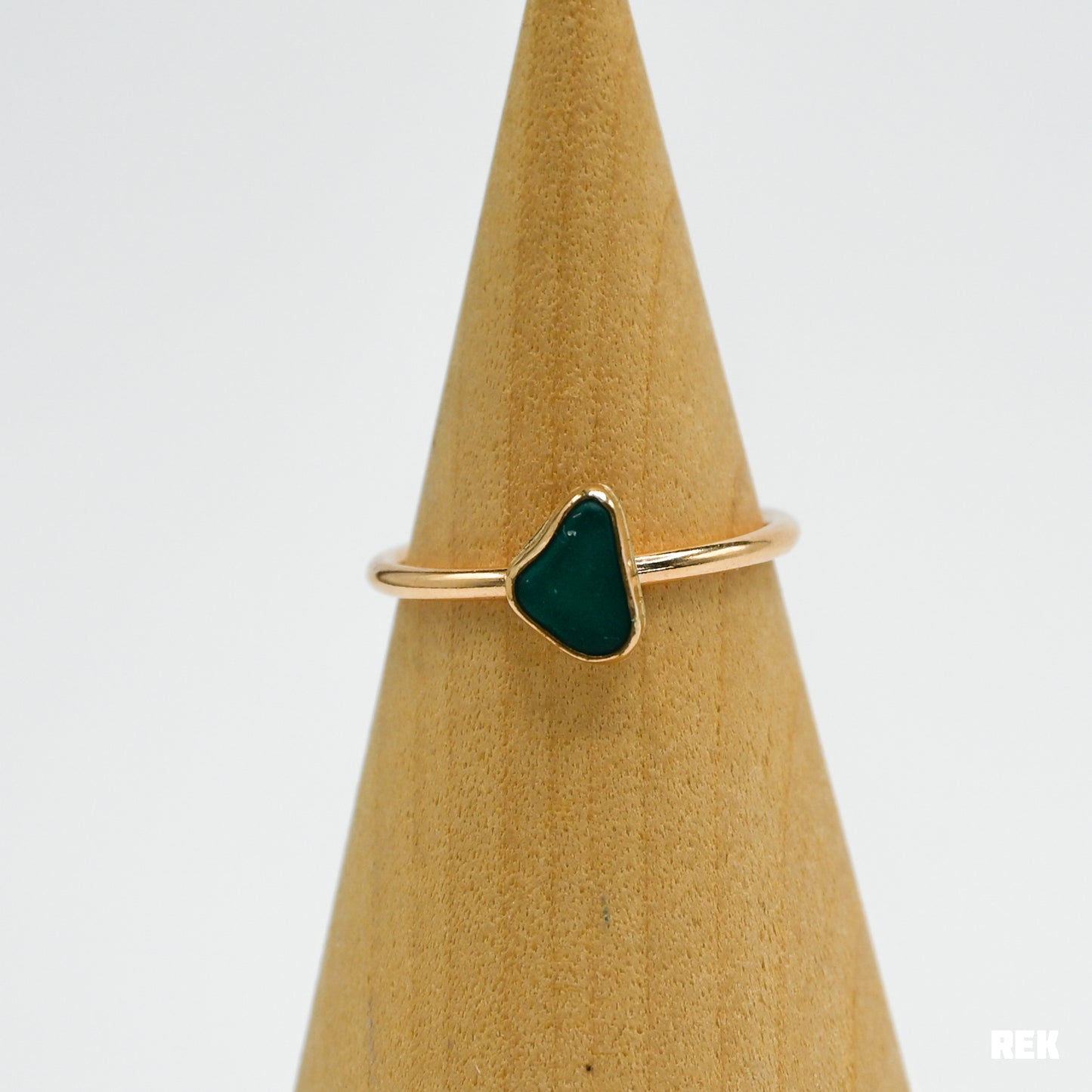 Gold fill teal sea glass size 7.5