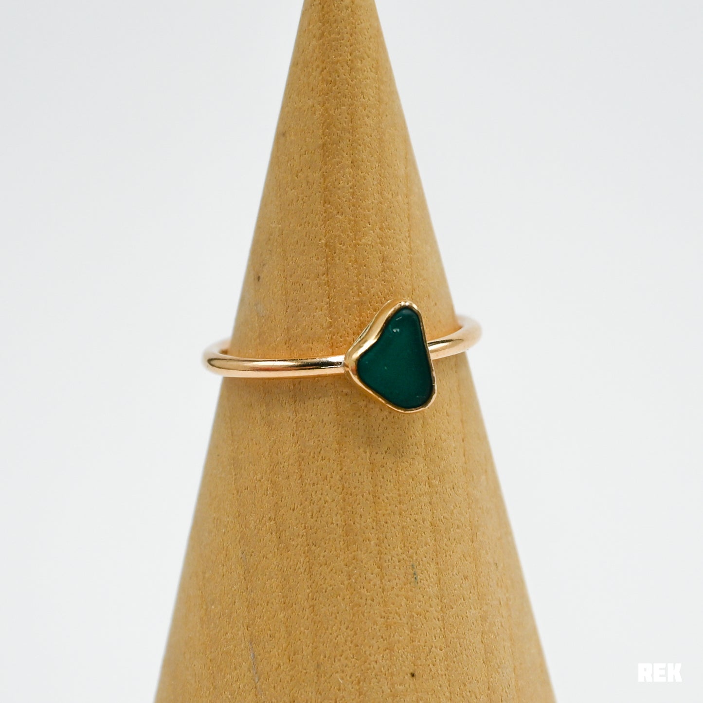 Gold fill teal sea glass size 7.5