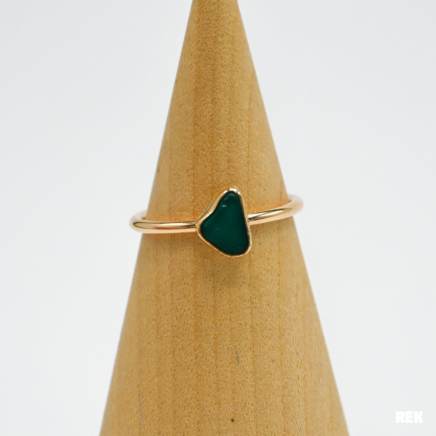 Gold fill teal sea glass size 7.5