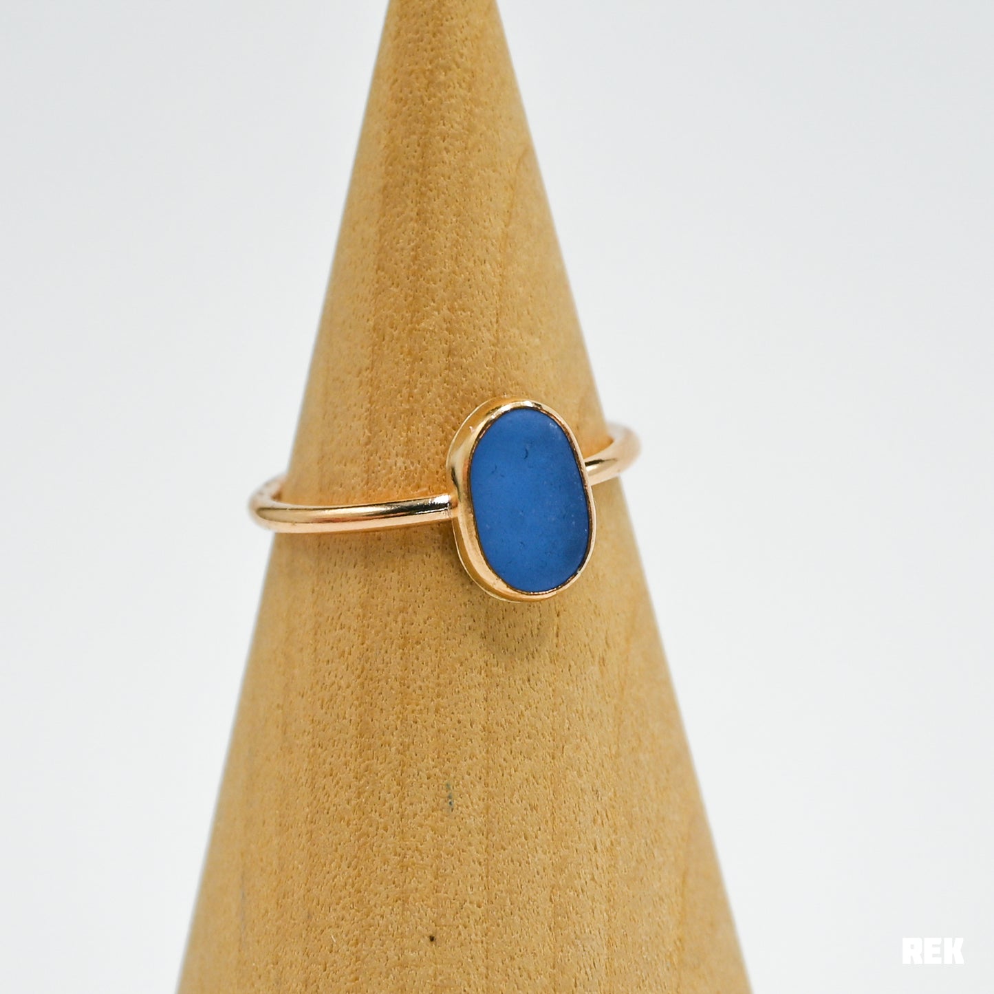 Gold fill cornflower sea glass size 7.75