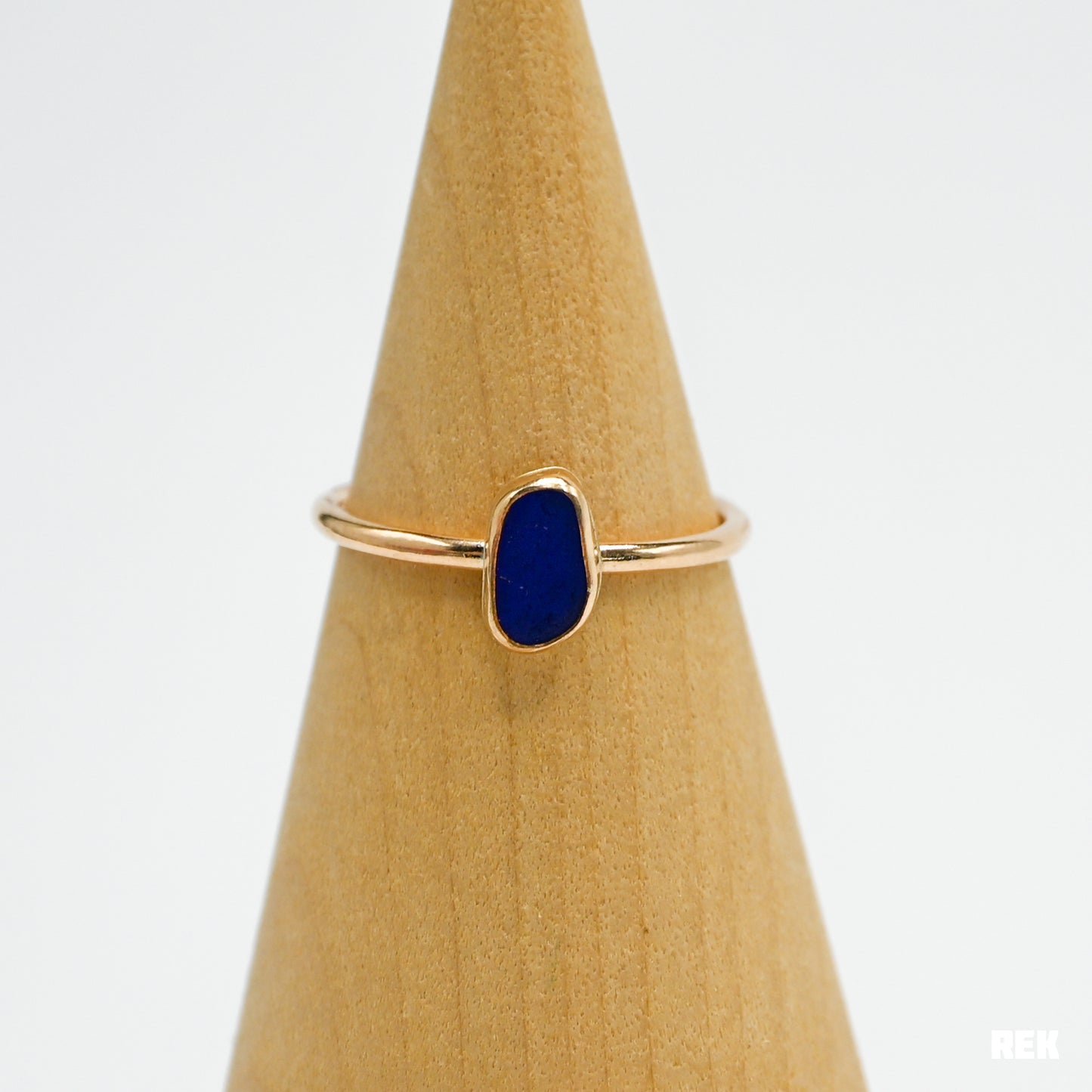 Gold fill cobalt sea glass size 9