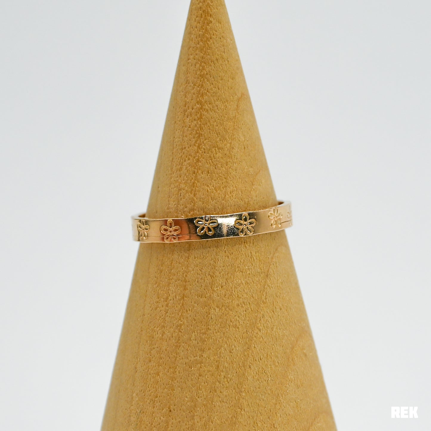 Gold fill hand stamped flower band