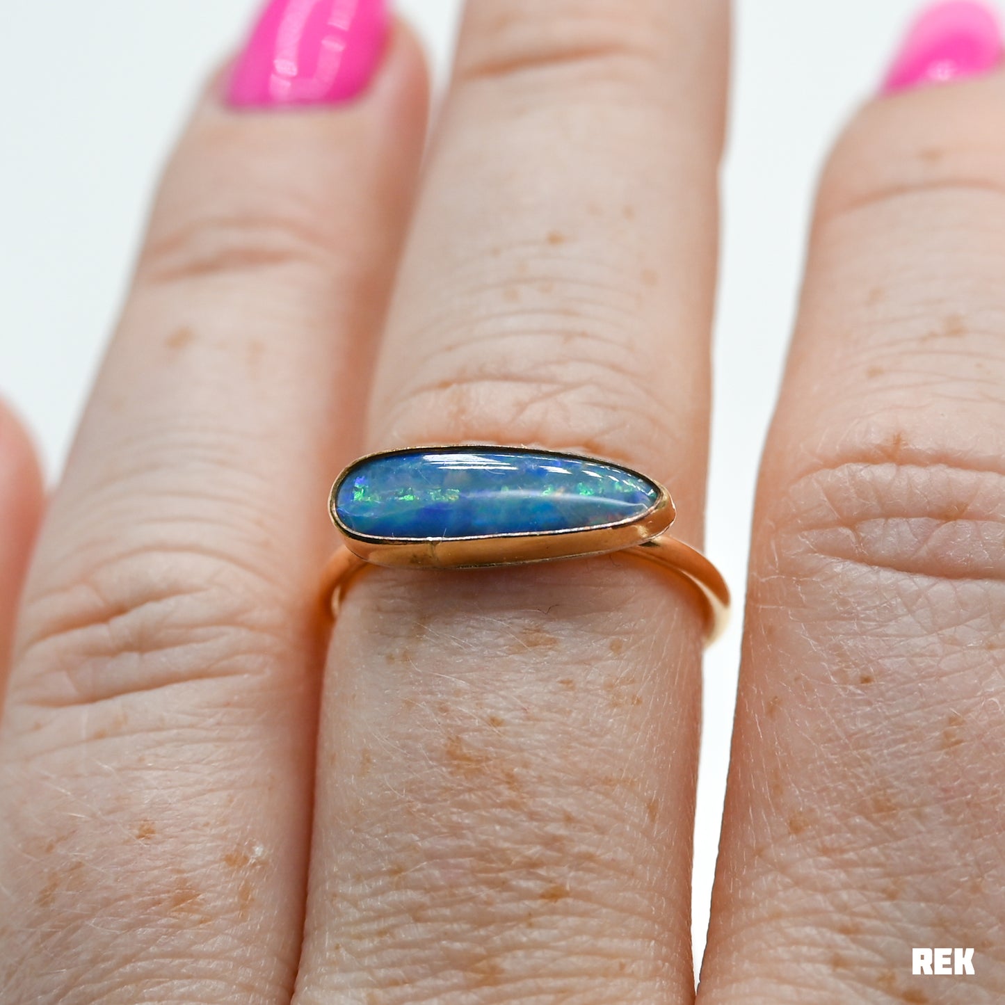 Gold fill horizontal Australian opal size 7.75