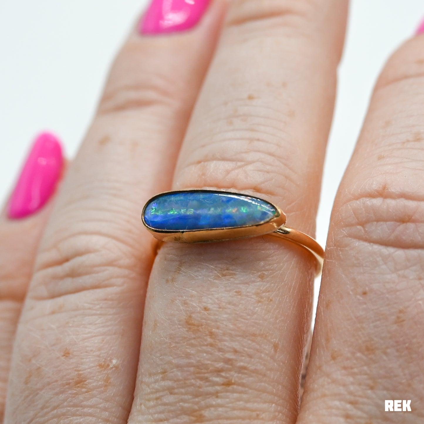 Gold fill horizontal Australian opal size 7.75