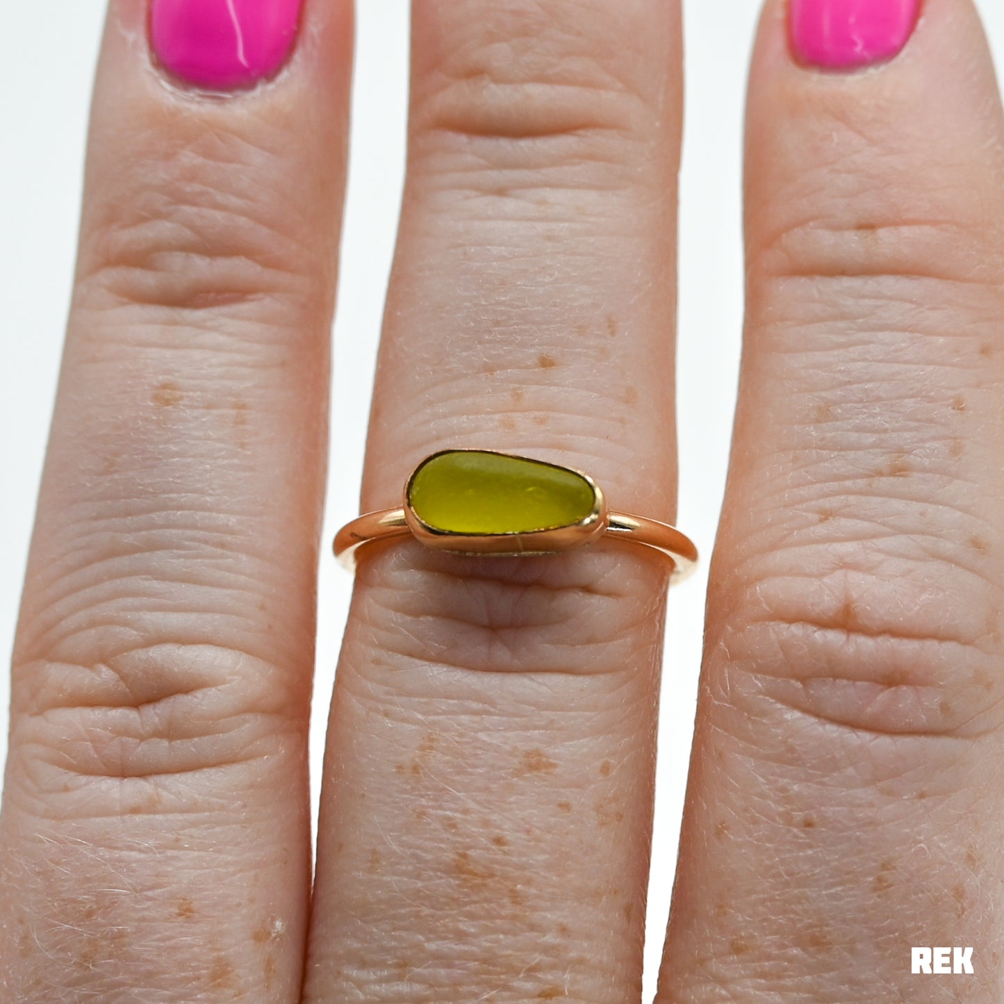 Gold fill horizontal yellow sea glass size 7