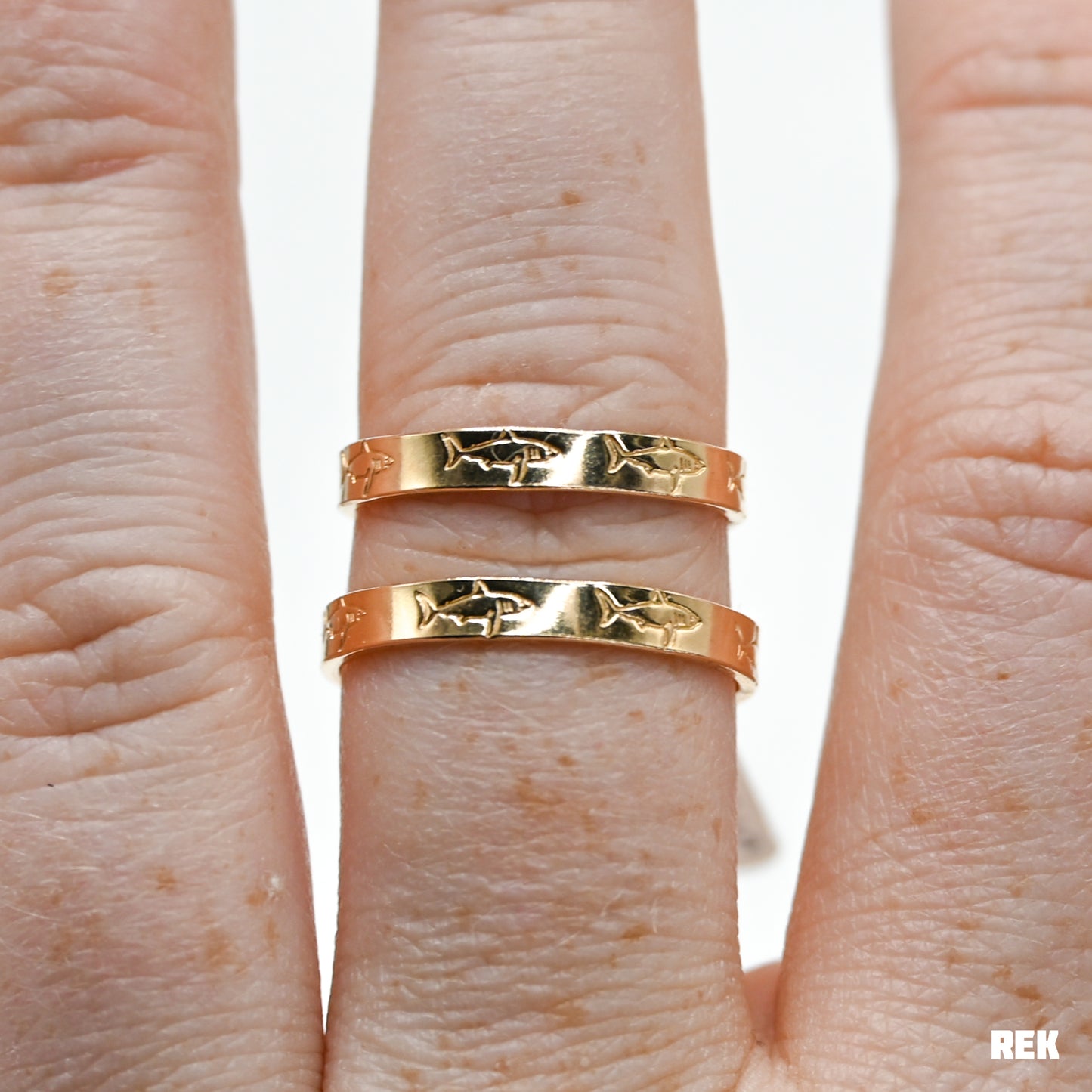 Gold fill shark stamped band
