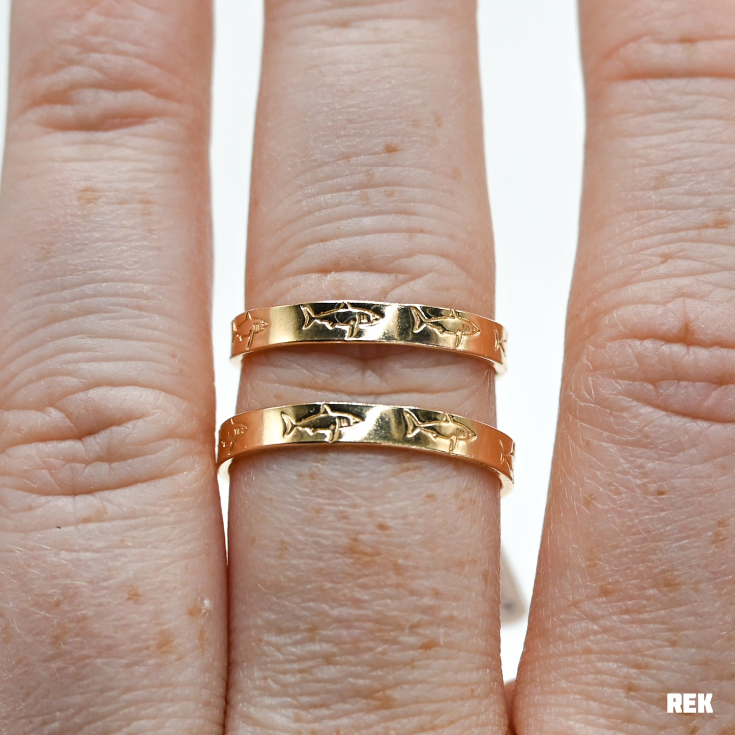 Gold fill shark stamped band