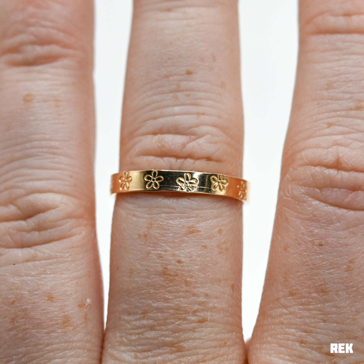 Gold fill hand stamped flower band