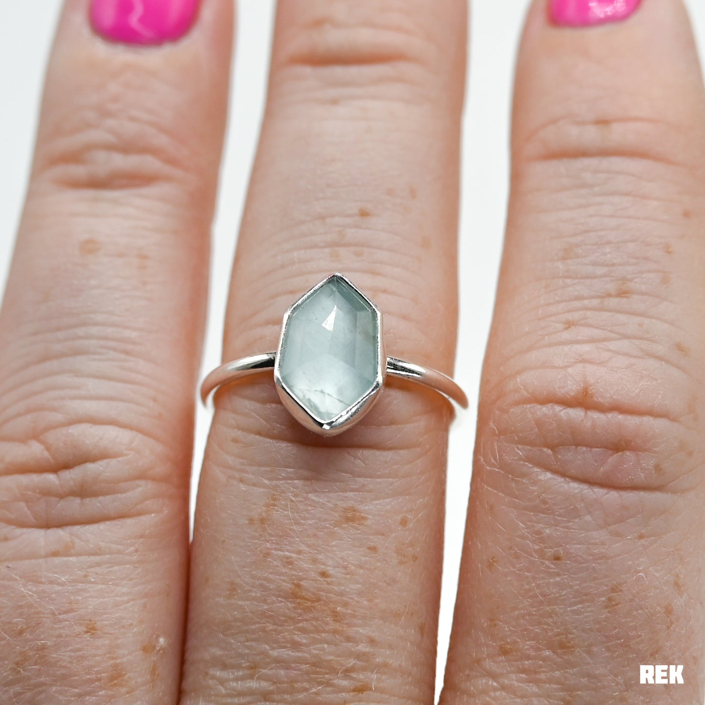 Hexagon rose cut aquamarine size 7