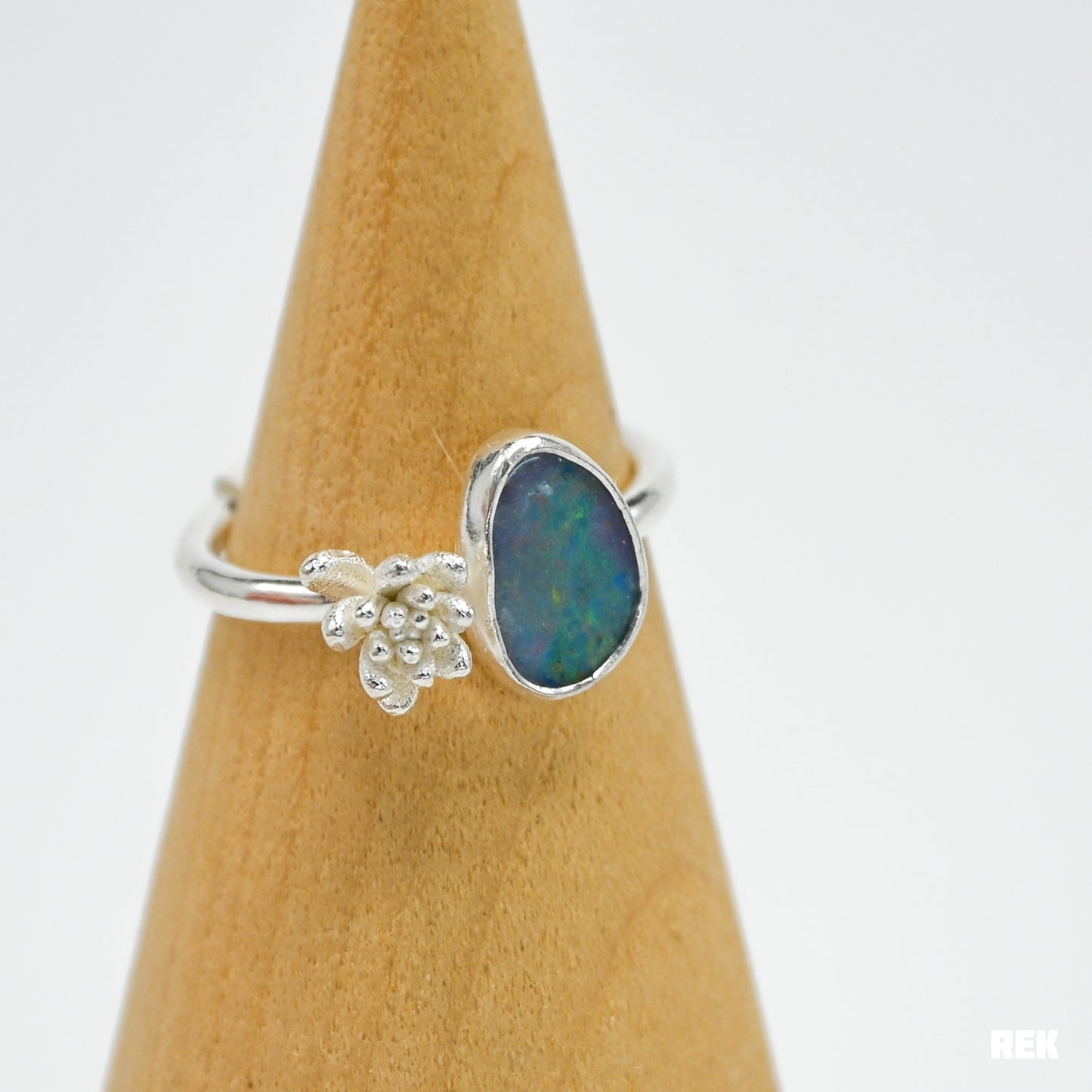 Australian opal and sterling silver succulent size 7.25