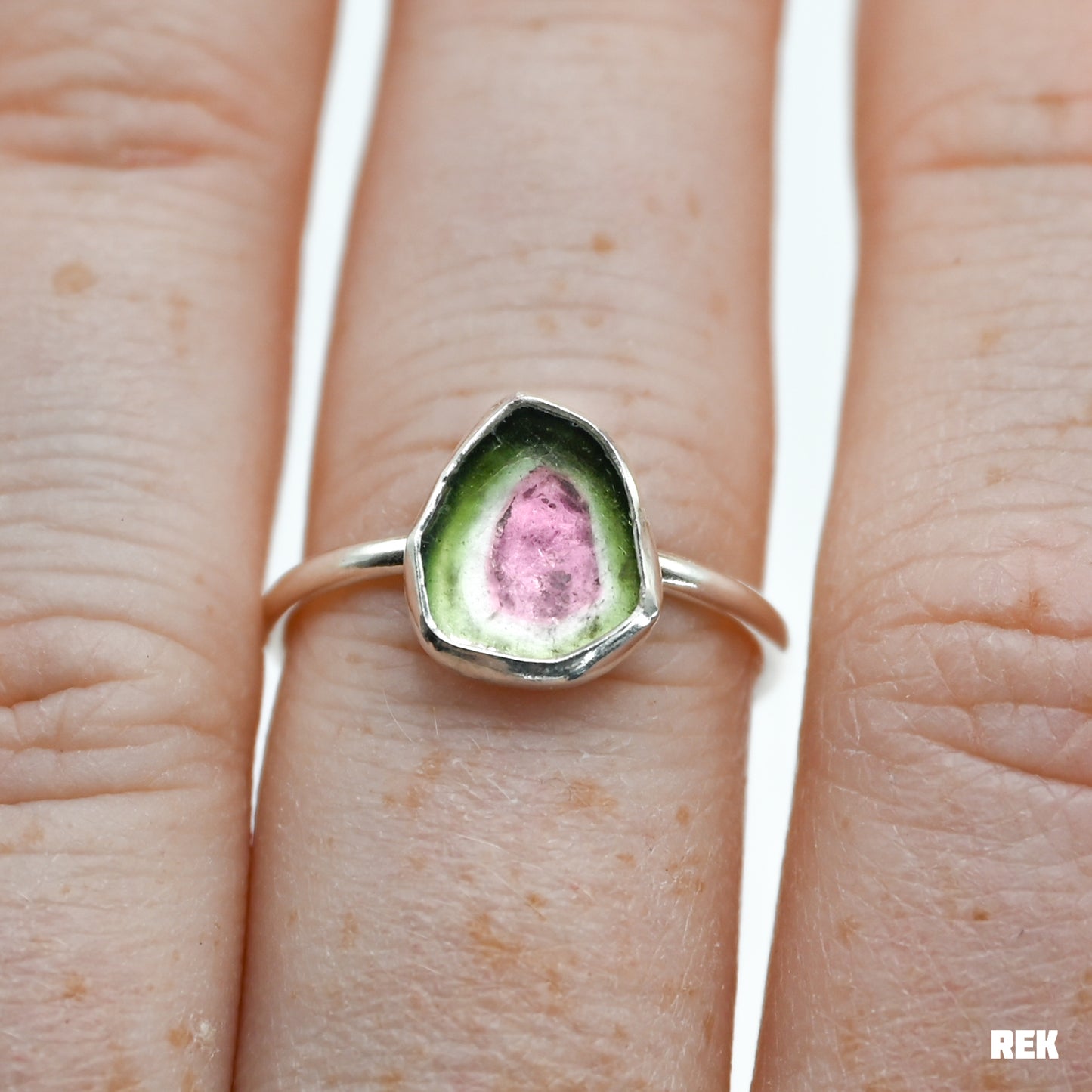 Watermelon tourmaline slice size 7.5