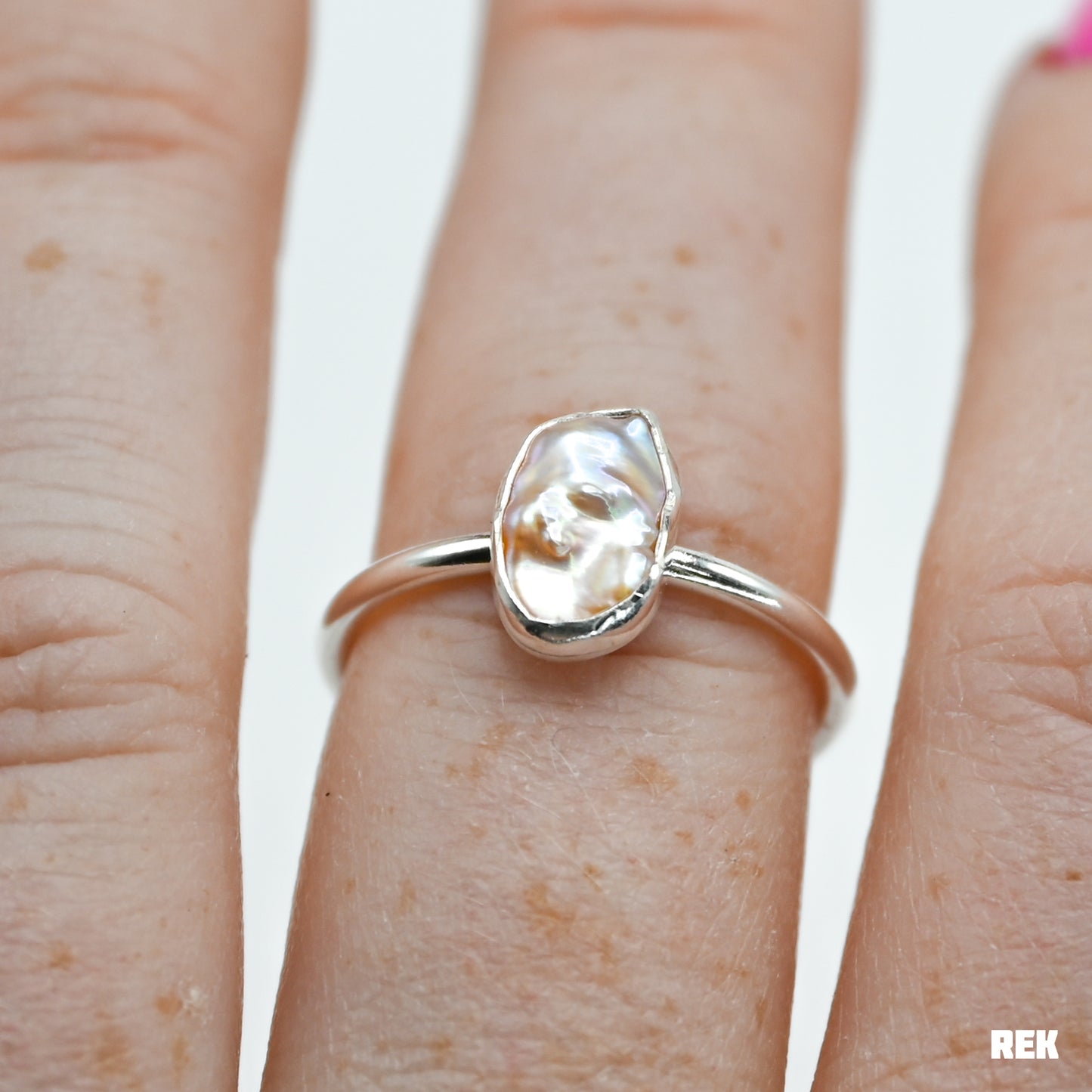 Light pink lustrous pearl keshi size 7.5