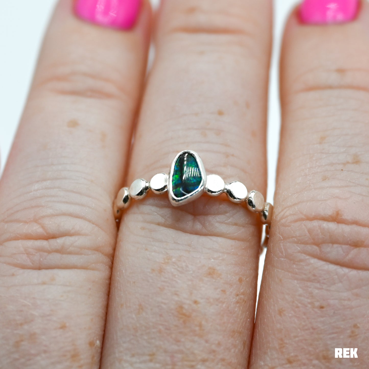 Australian boulder opal dot band size 8