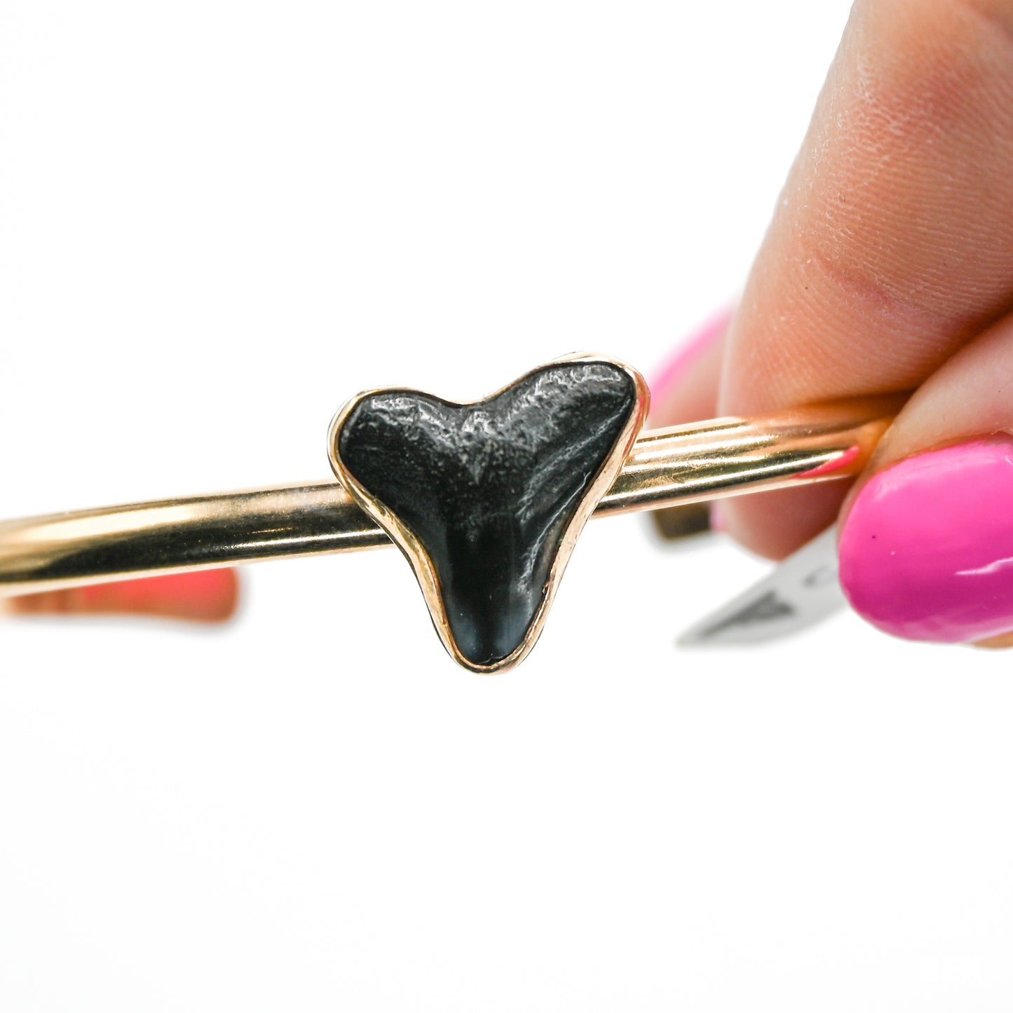 Gold fill fossilized shark tooth cuff