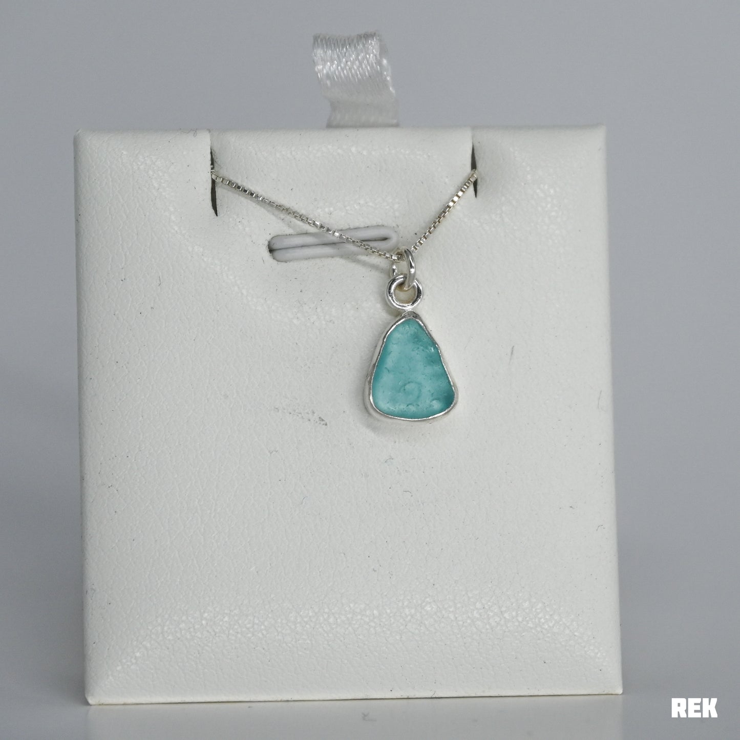 Aqua sea glass necklace