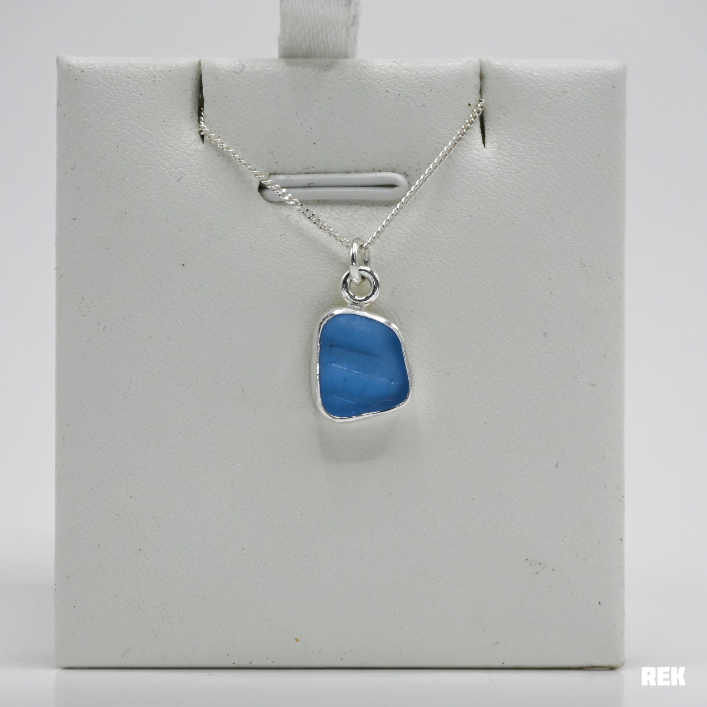 Cornflower sea glass necklace