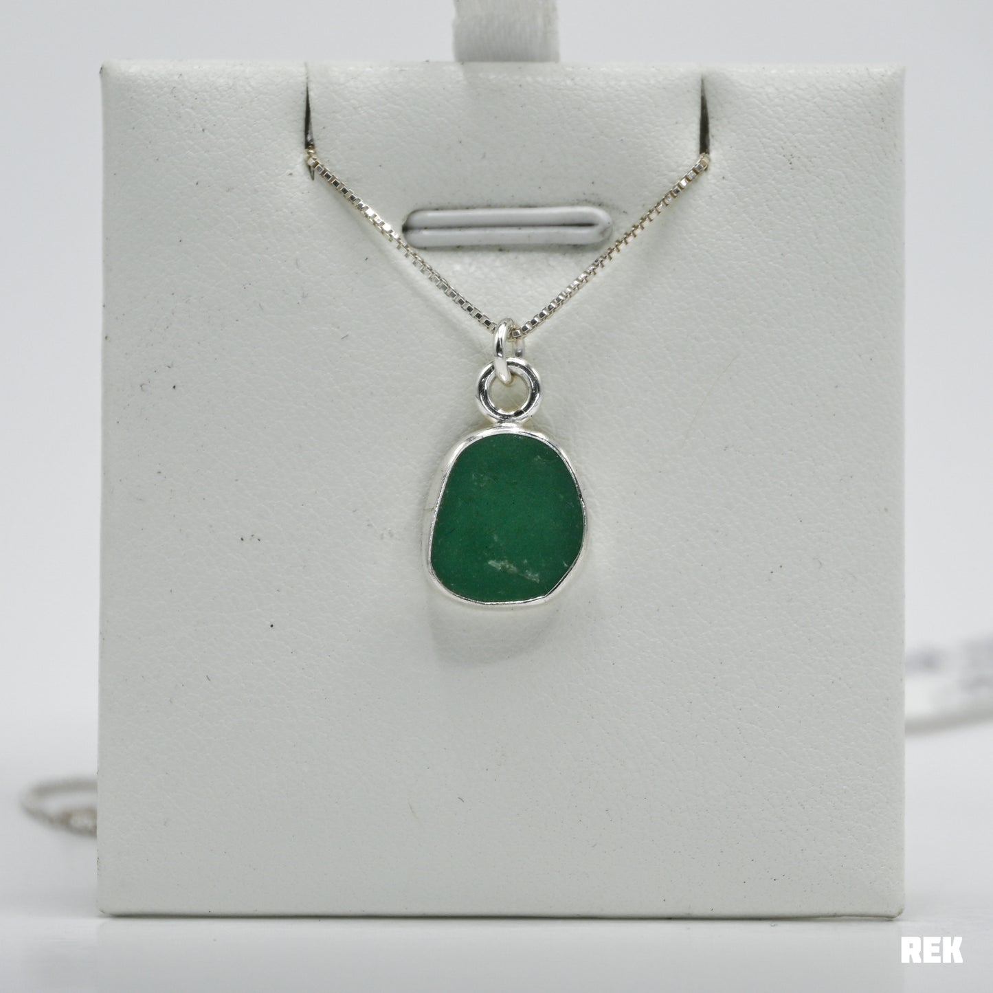 Teal / green sea glass necklace