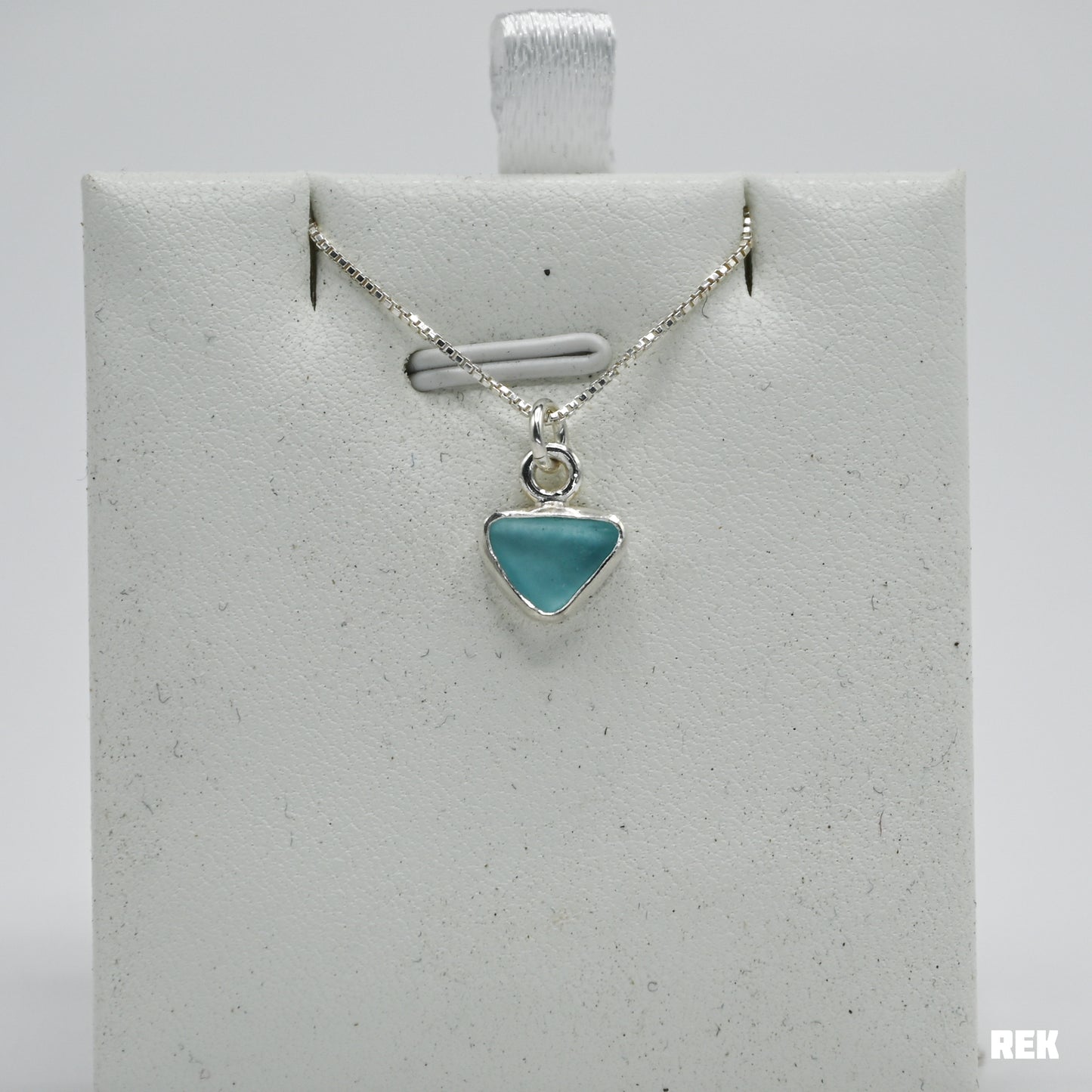 Aqua triangle sea glass necklace