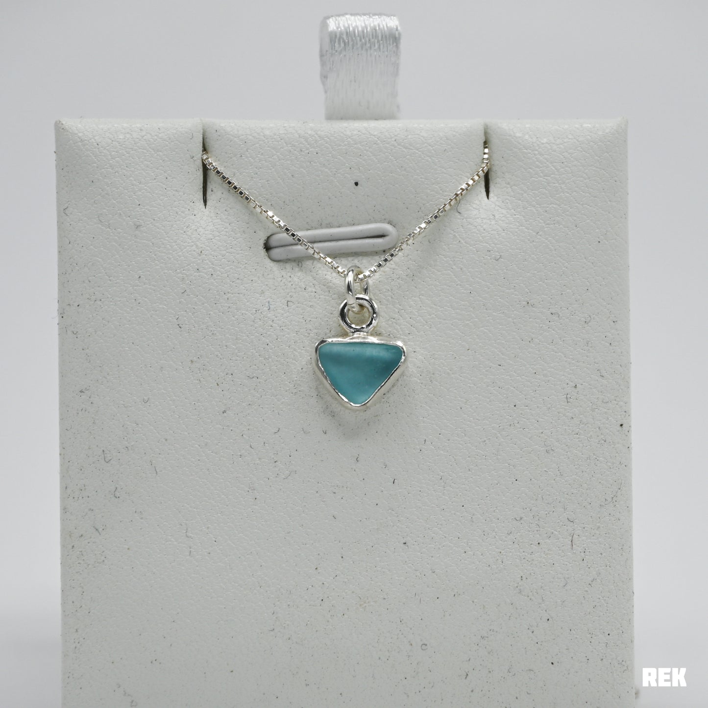 Aqua triangle sea glass necklace