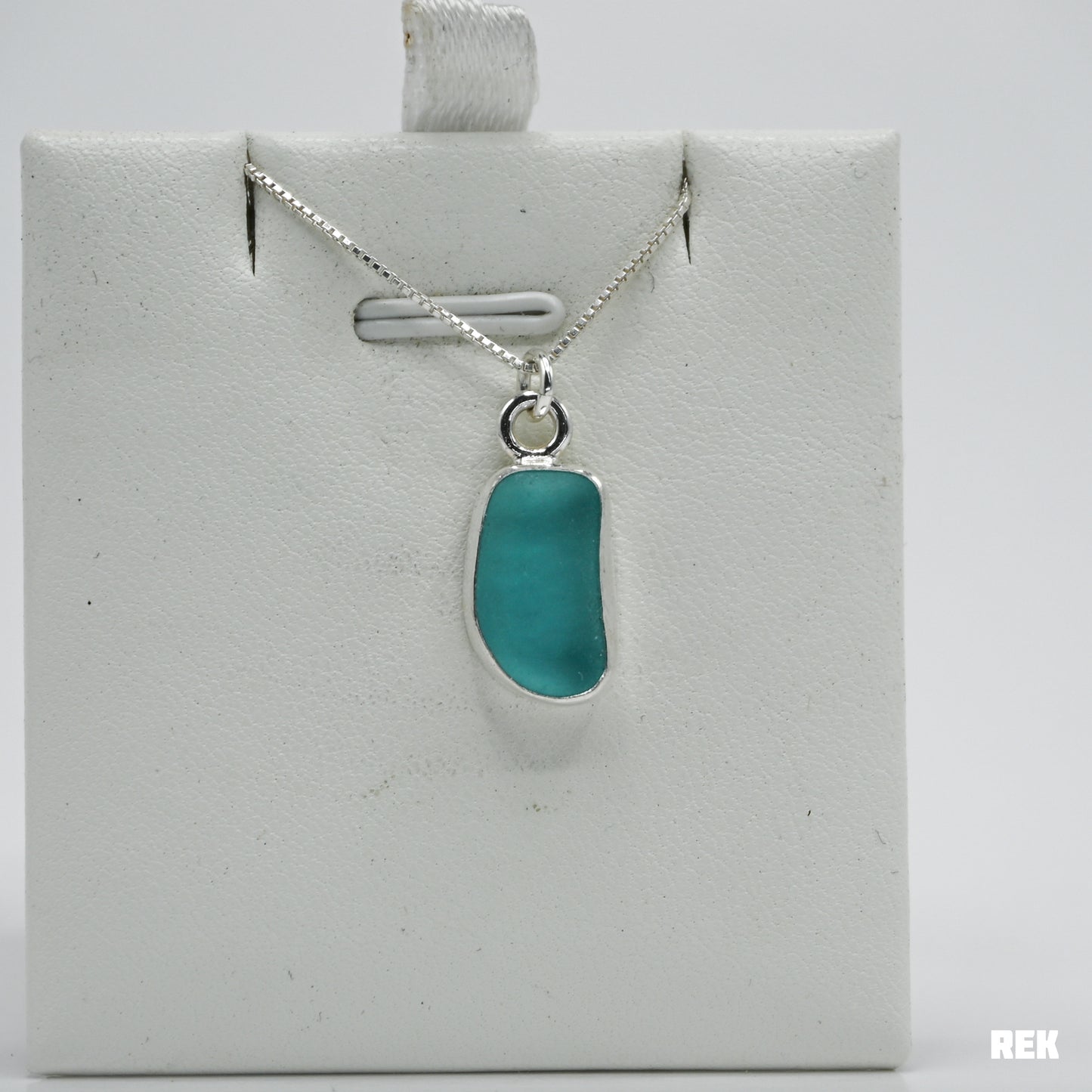 Aqua sea glass necklace