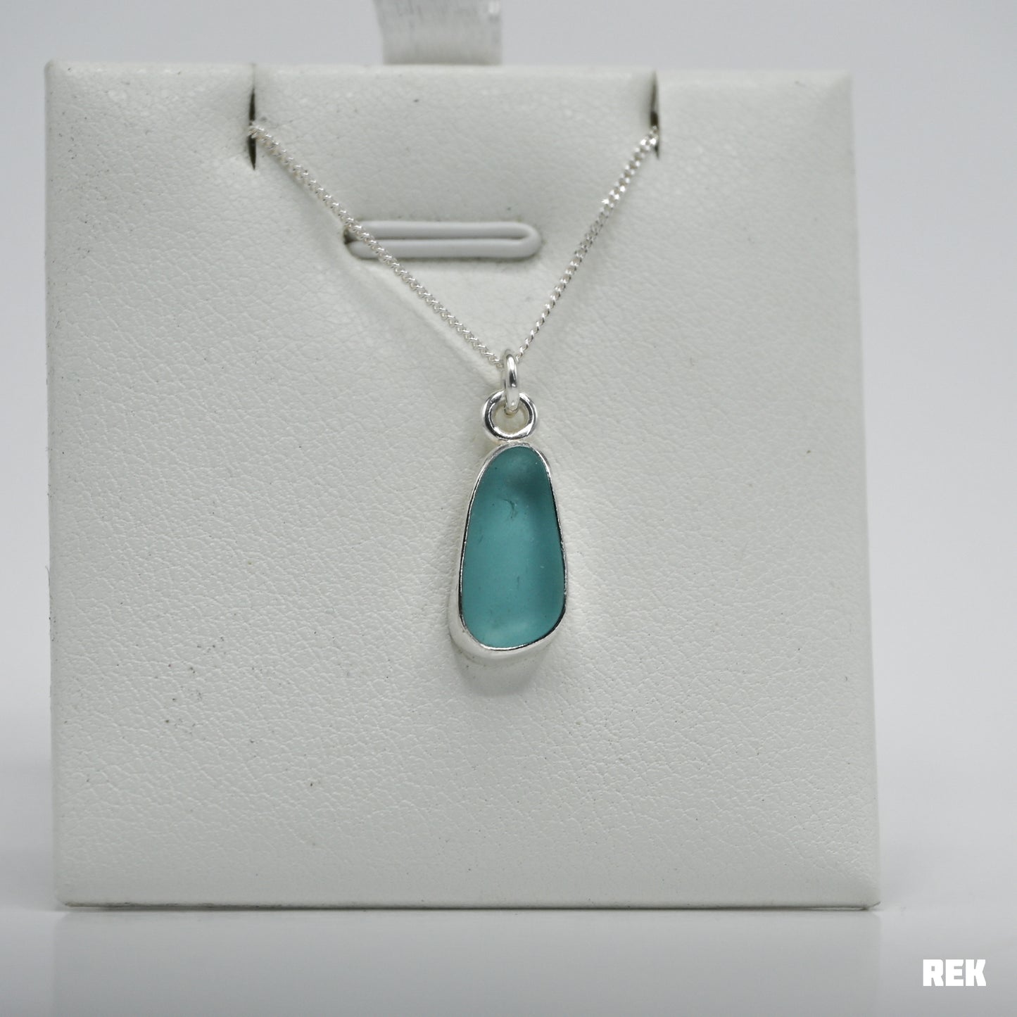 Aqua sea glass necklace