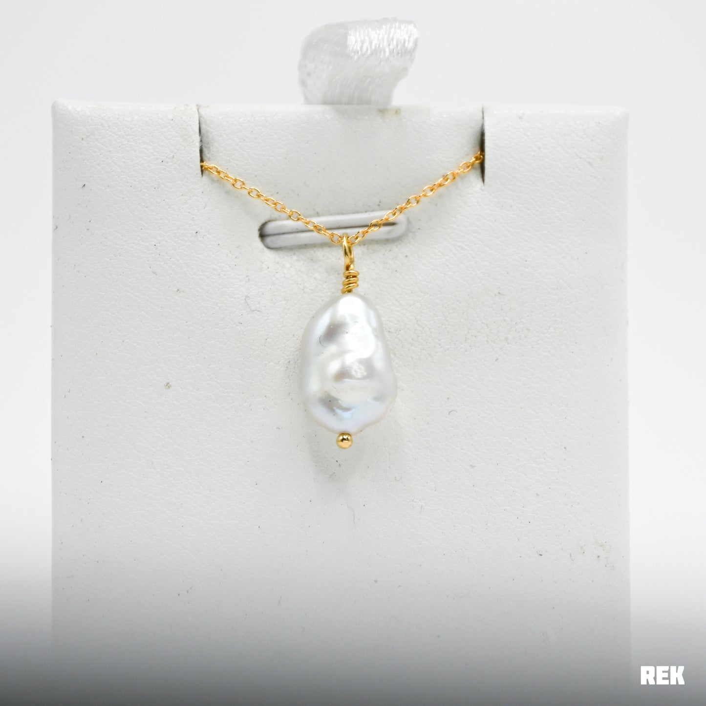 Gold fill pearl keshi charm necklace