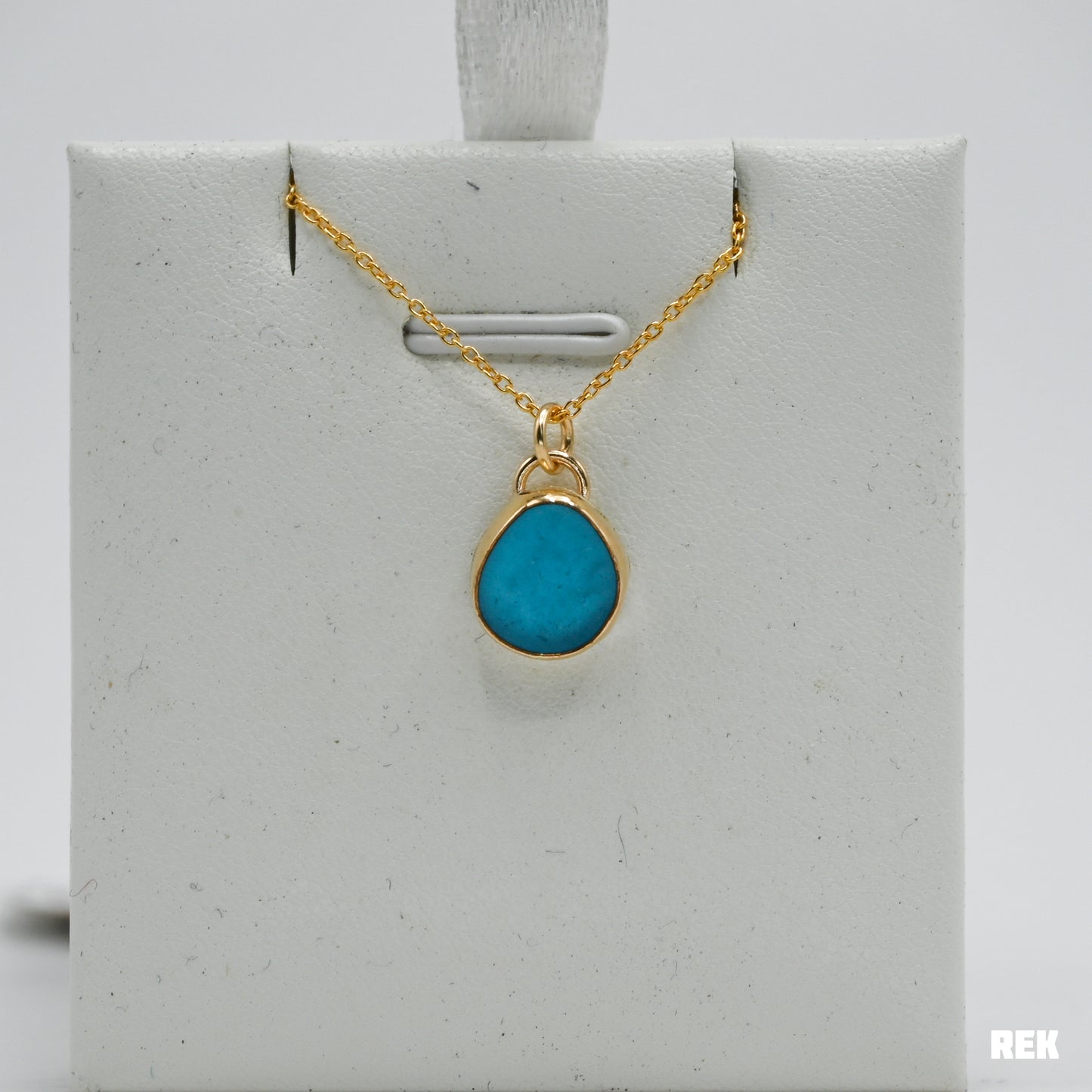 Gold fill aqua/ turquoise sea glass necklace