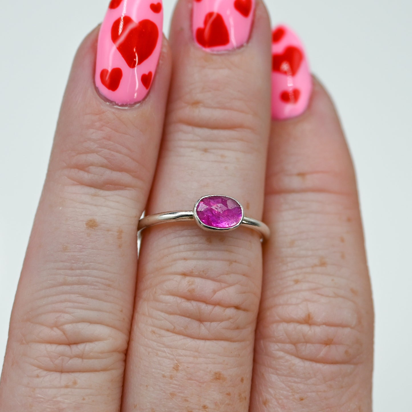 Horizontal rose cut ruby size 6