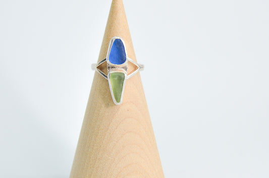 Double Sea Glass Ring Size 7