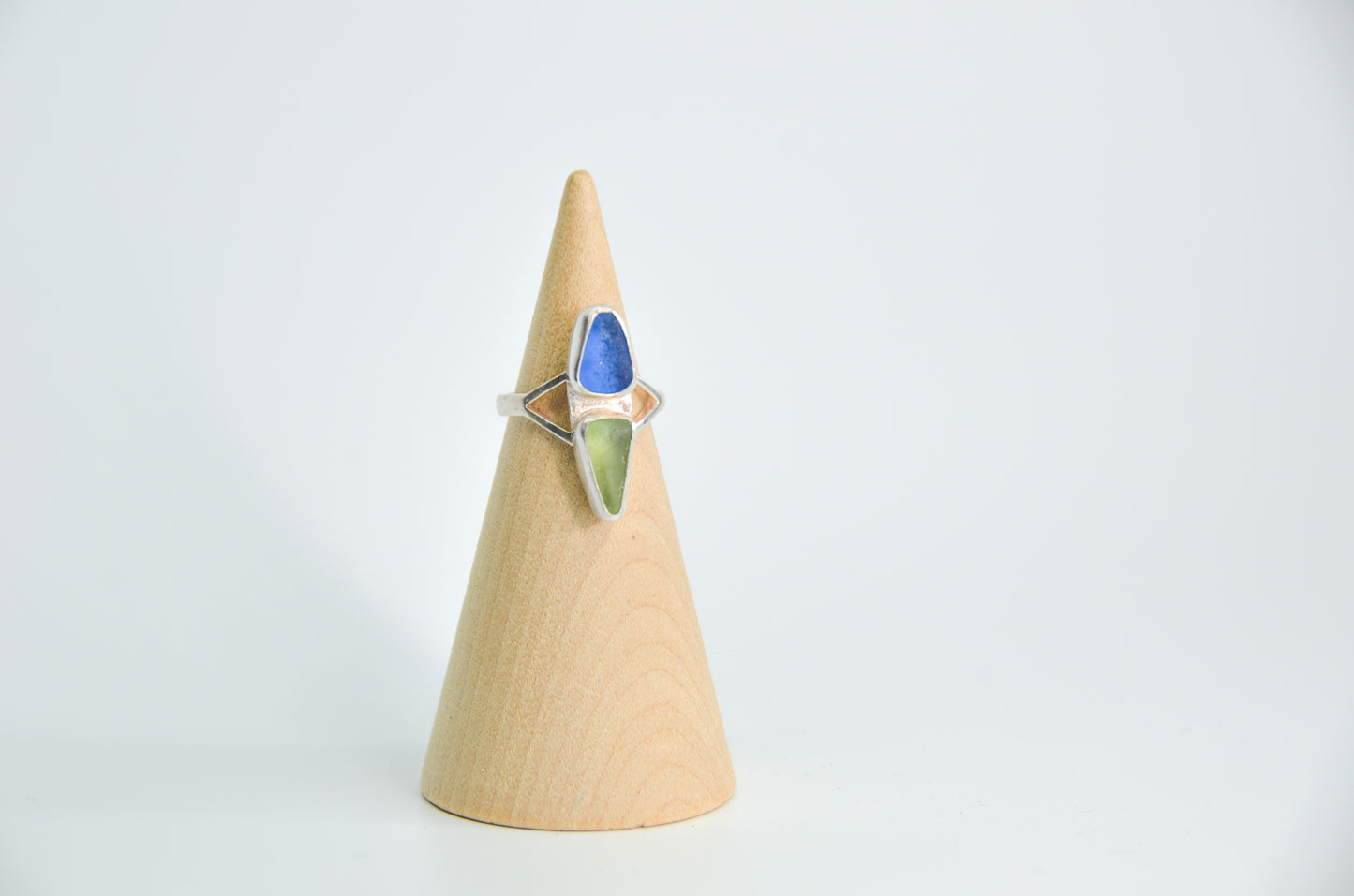 Double Sea Glass Ring Size 7