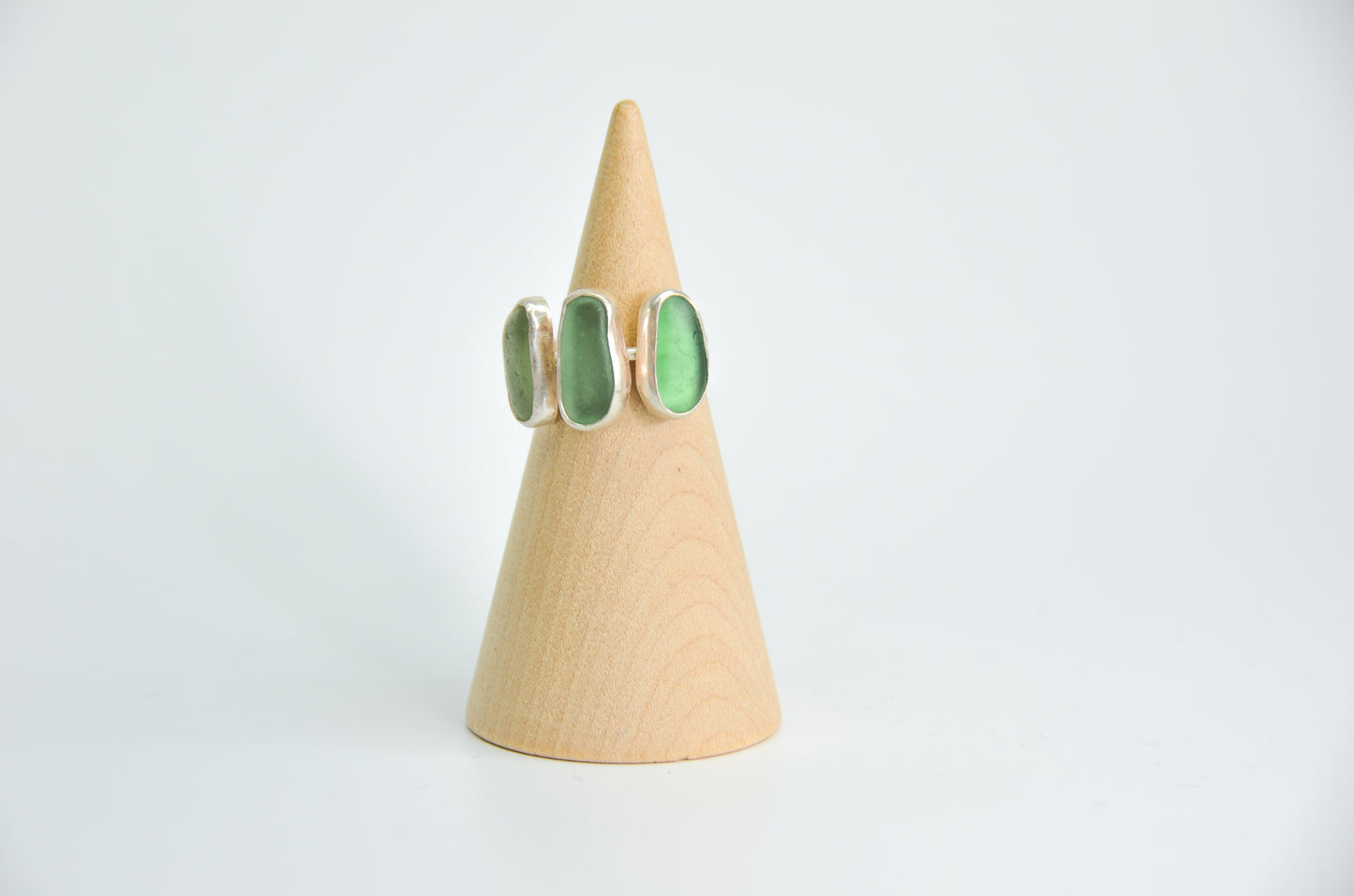 Triple Sea Glass Ring Size 7