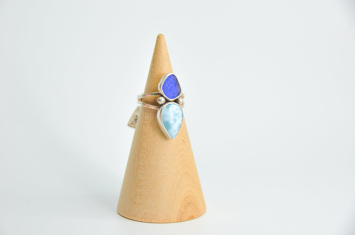 Cobalt Sea Glass and Larimar Size 6.75