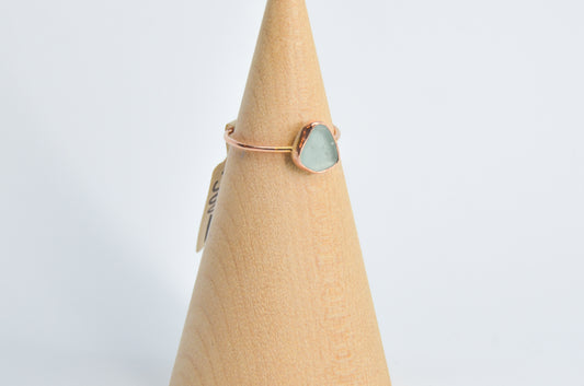 14k Rose Gold and Aqua Sea Glass