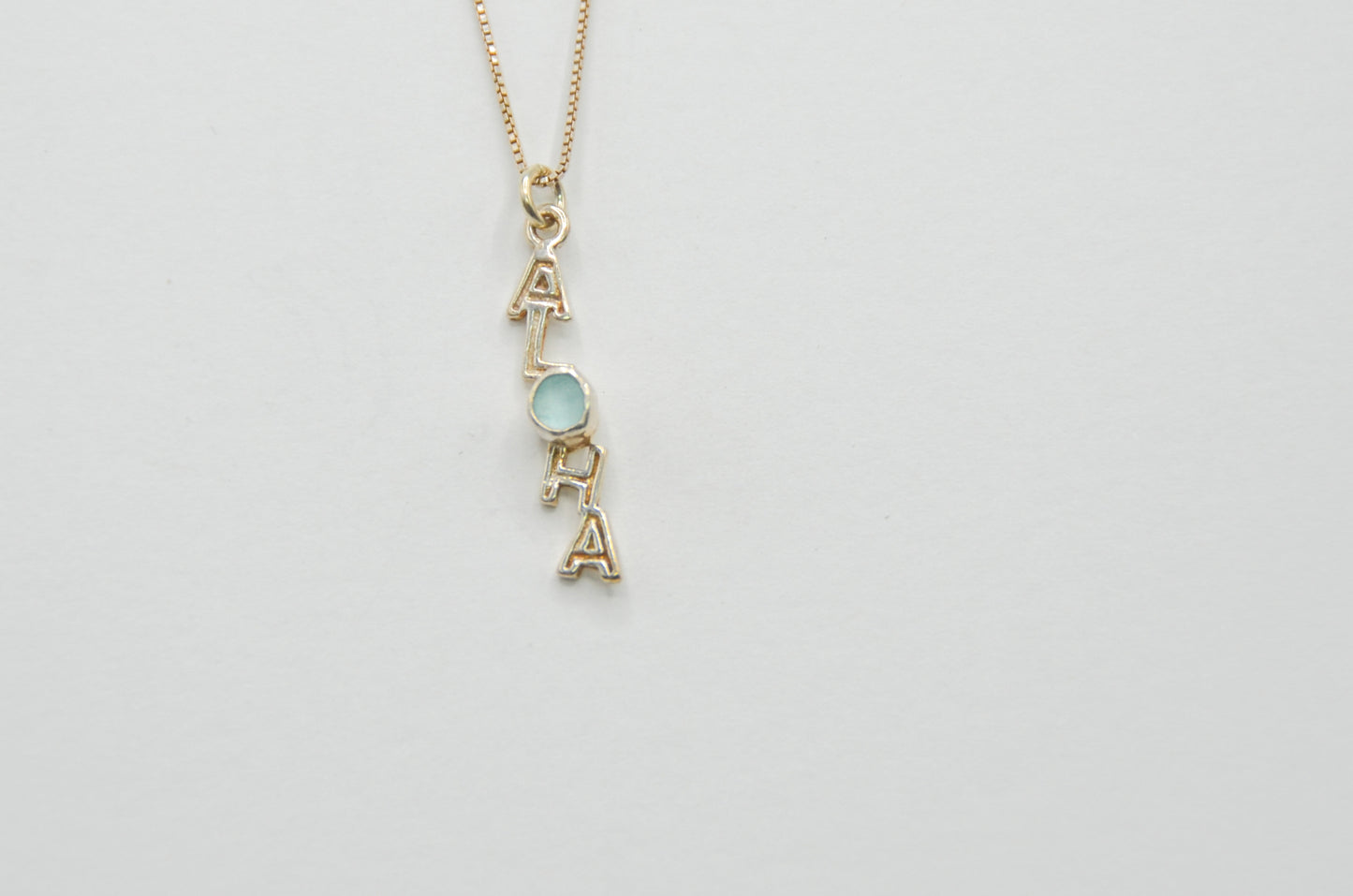Aqua Sea Glass Aloha Necklace