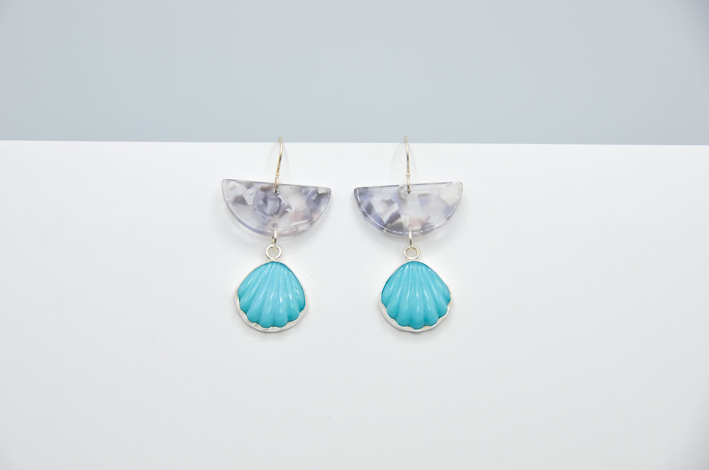 Vintage Glass Shell Cabochon Earrings