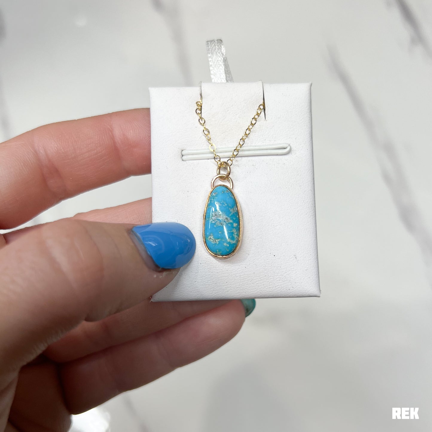 Gold fill royston turquoise necklace