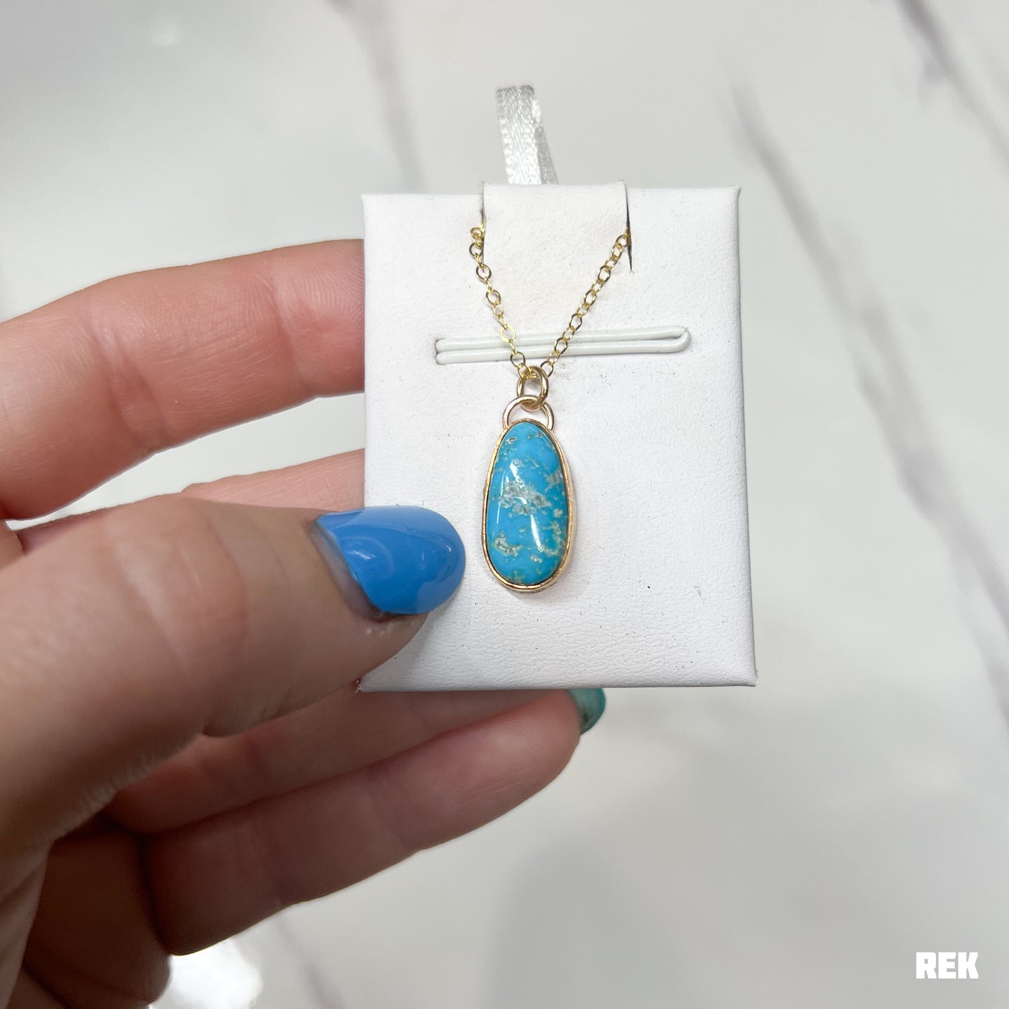 Gold fill royston turquoise necklace