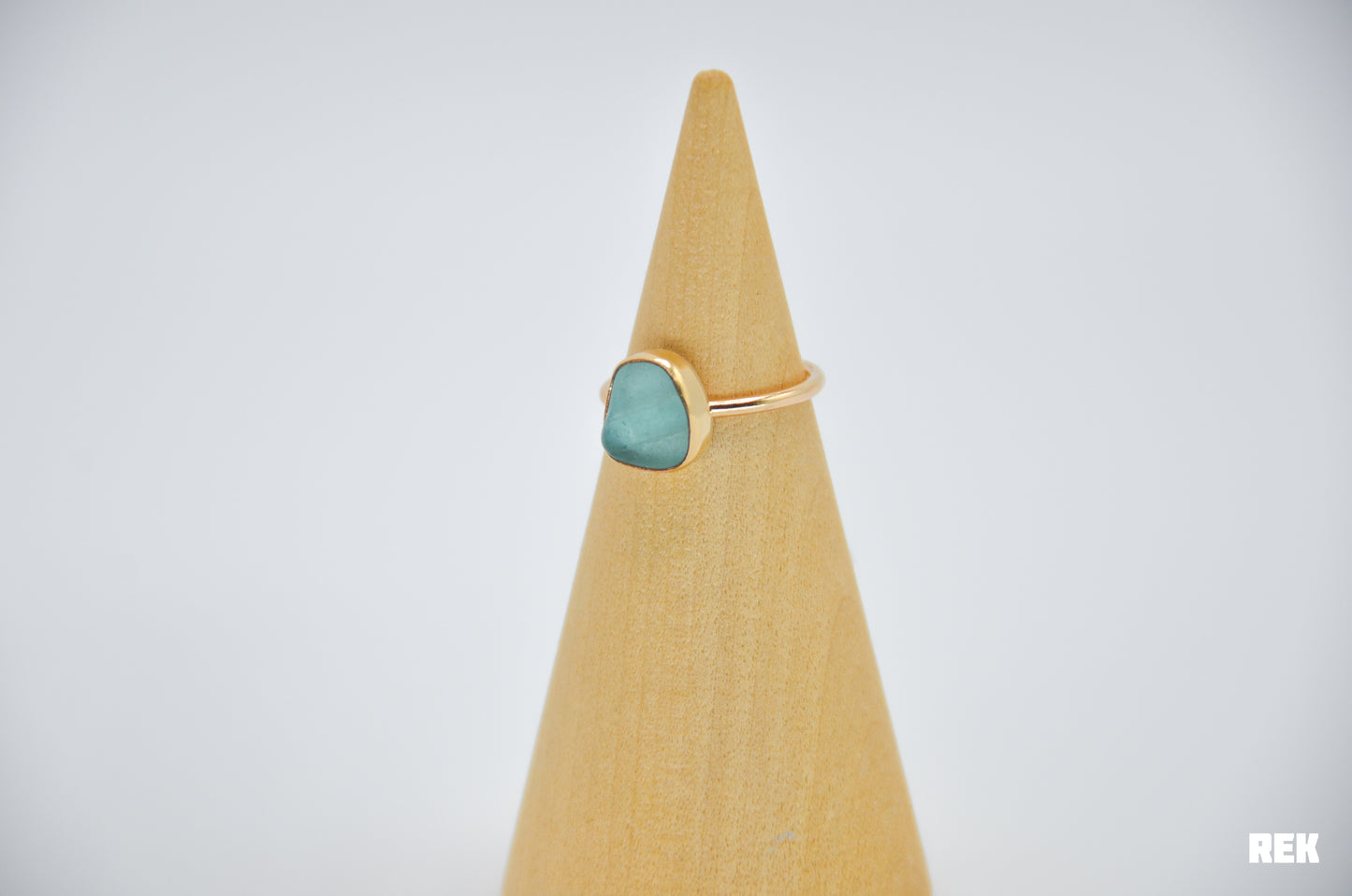 Gold Fill Aqua Sea Glass Size 6.75